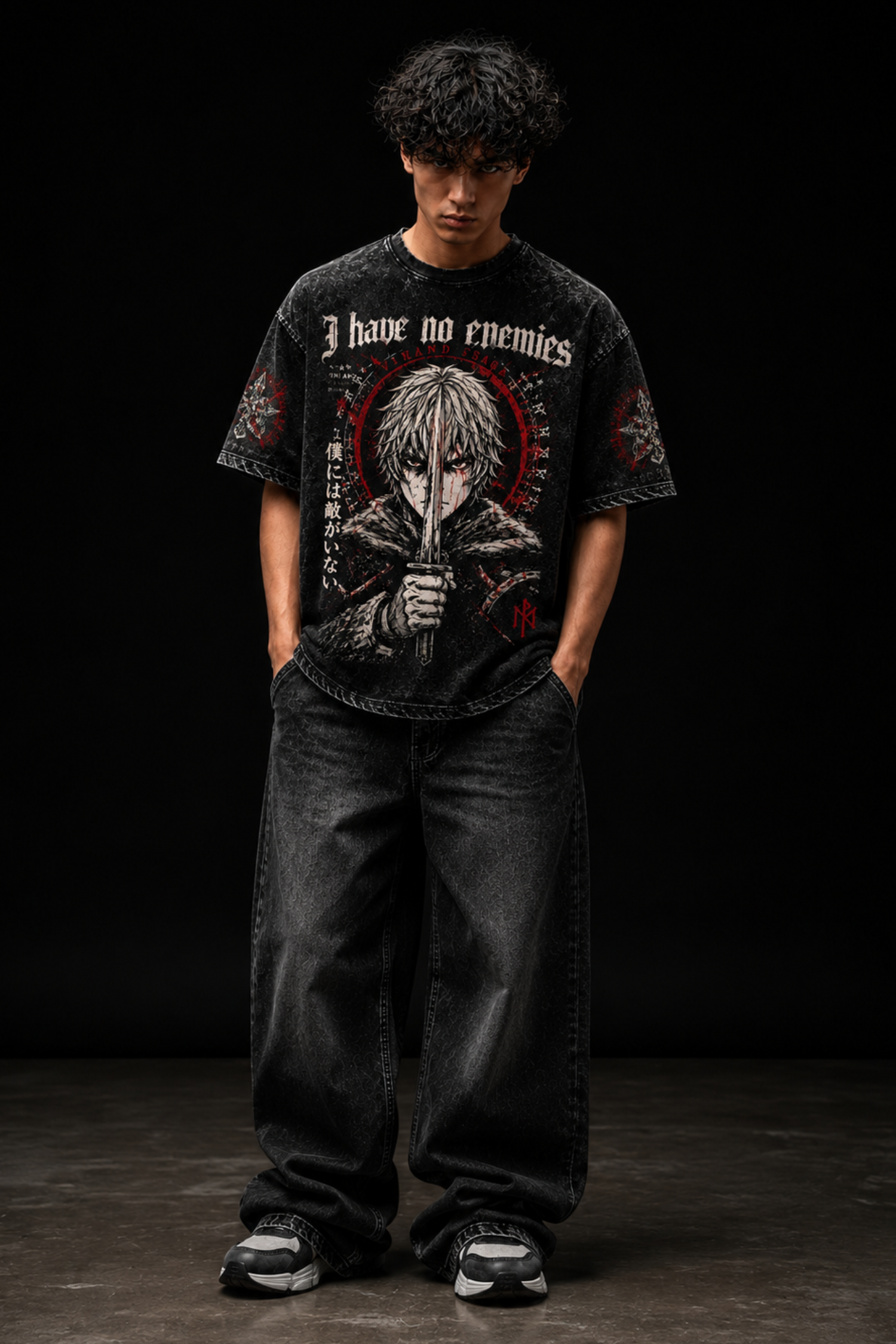 No Enemies Acidwash Oversized Tee – Black