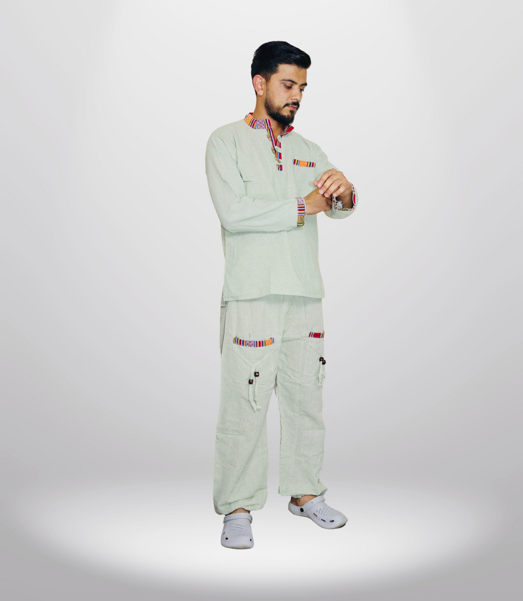Cotton Kurta - Pajama Set - Mint Green