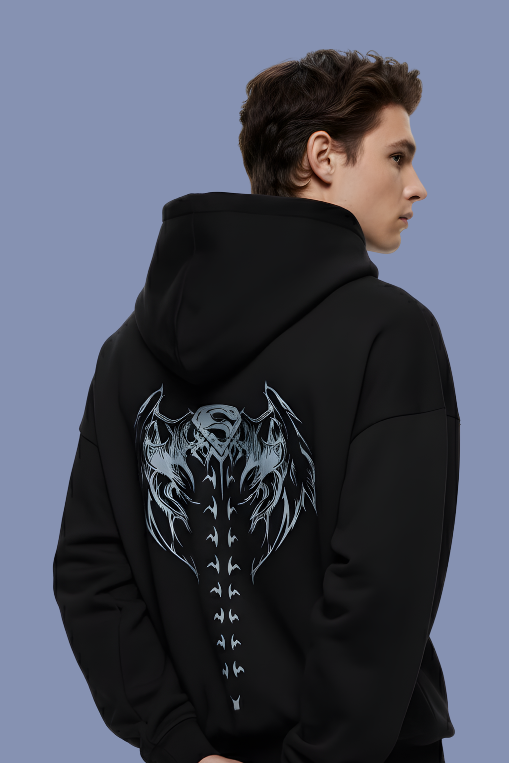 Shadow Wings Premium Oversized Hoodie  - Black