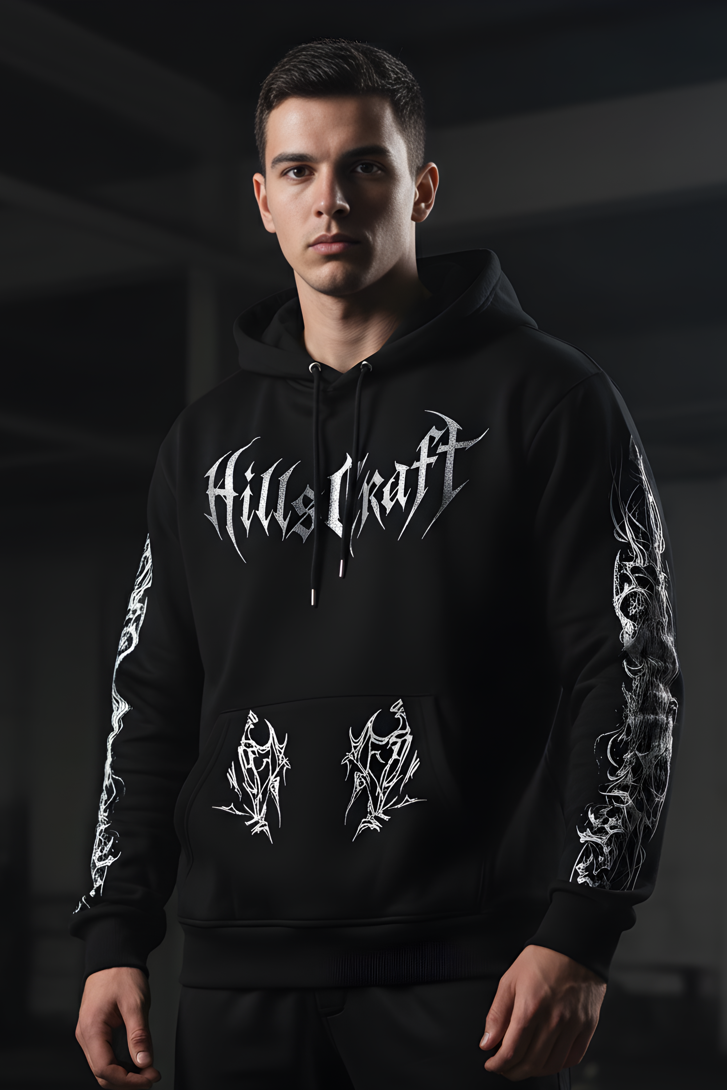 Deathline BlackOversized Premium Hoodie –BLACK