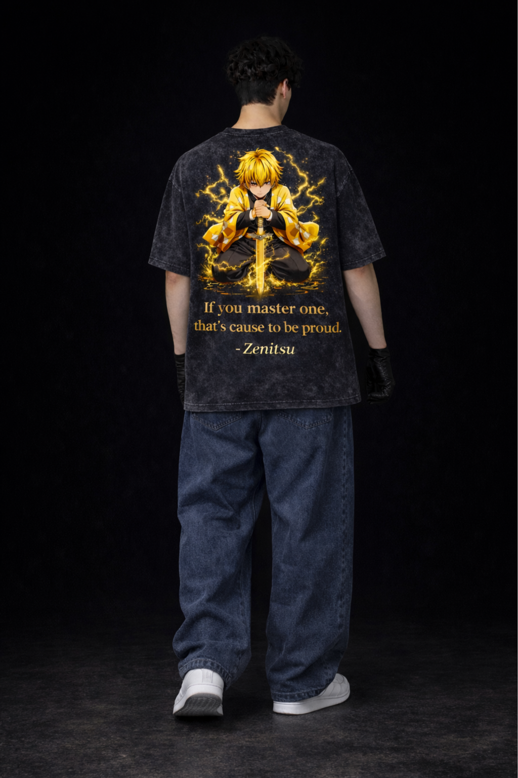 ZENITSU Acidwash Oversized Tee – Black