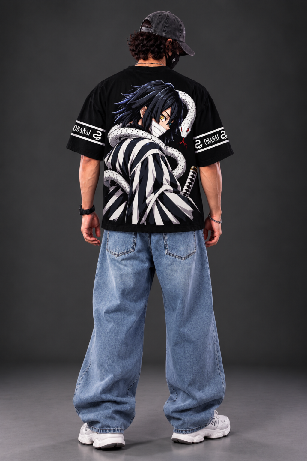 Obanai Serpent Oversized Tee – Black