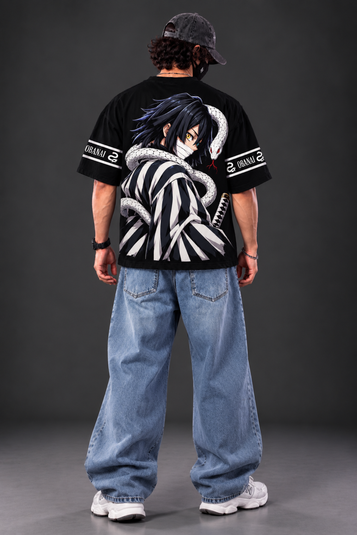 Obanai Serpent Oversized Tee – Black
