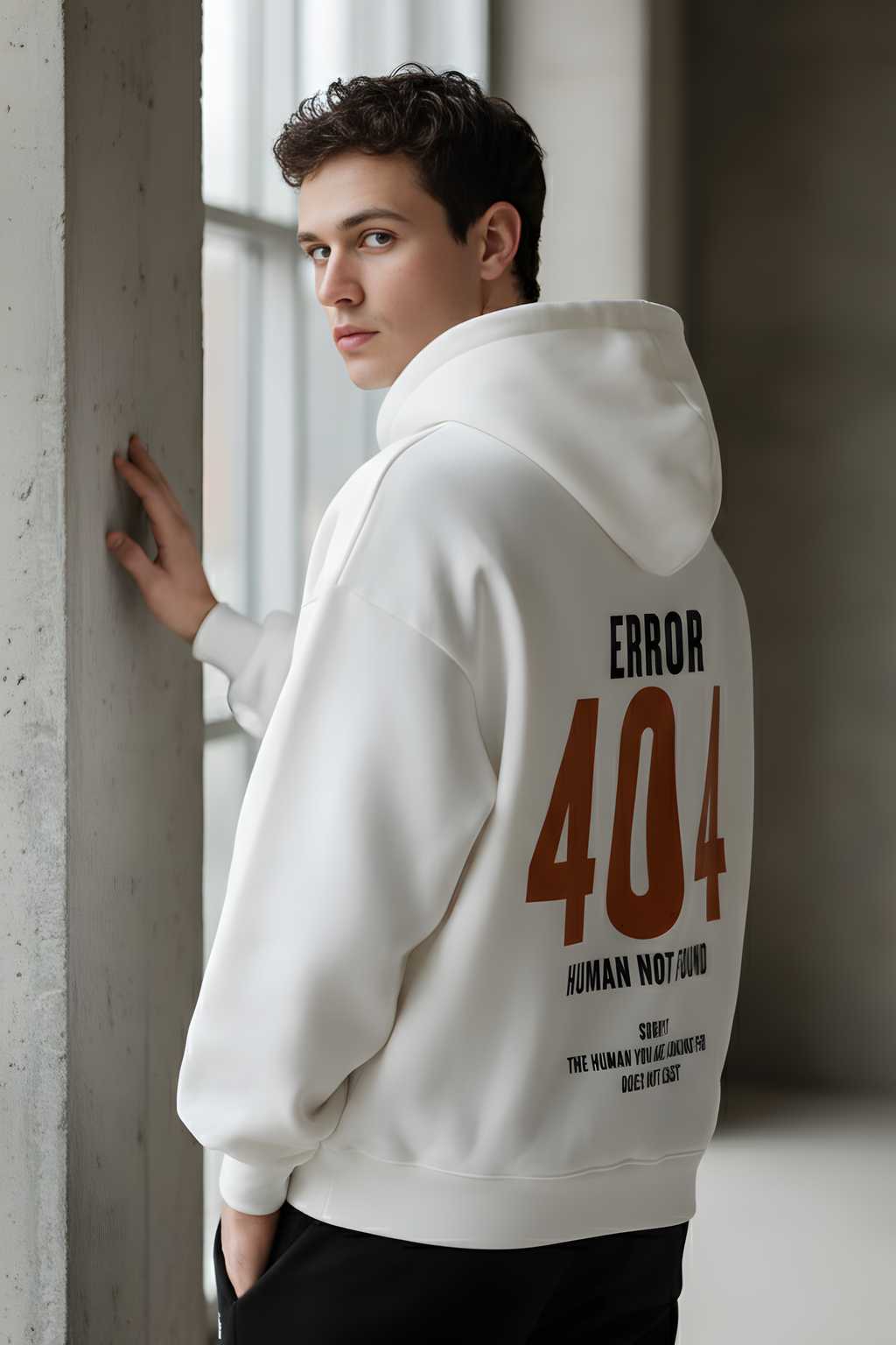 404 Error Premium Oversized Hoodie  - White