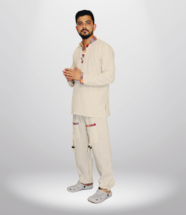 Summer Cotton Kurta - Pajama - Beige