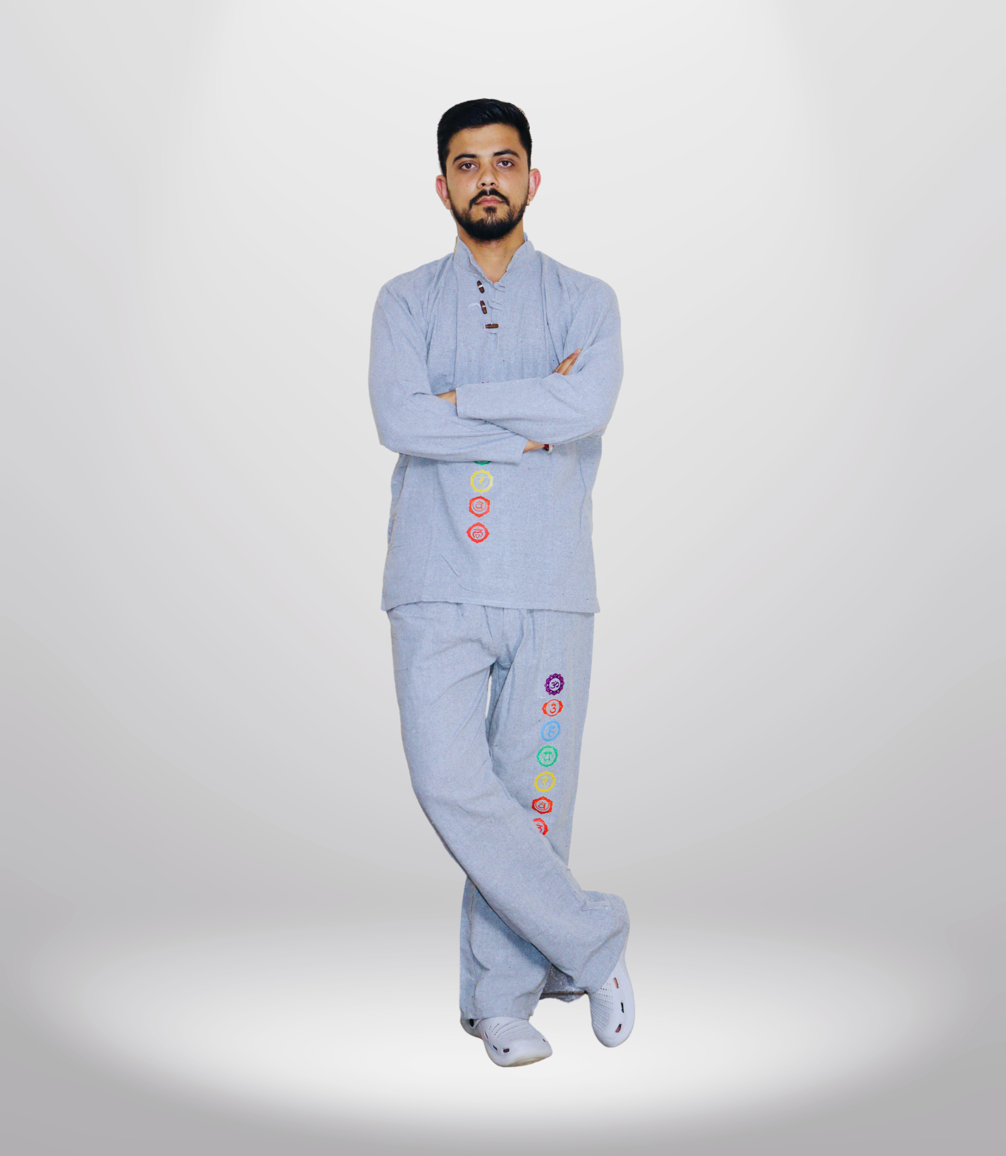 7 CHAKRA KURTA PAJAMA SET - DARK GREY