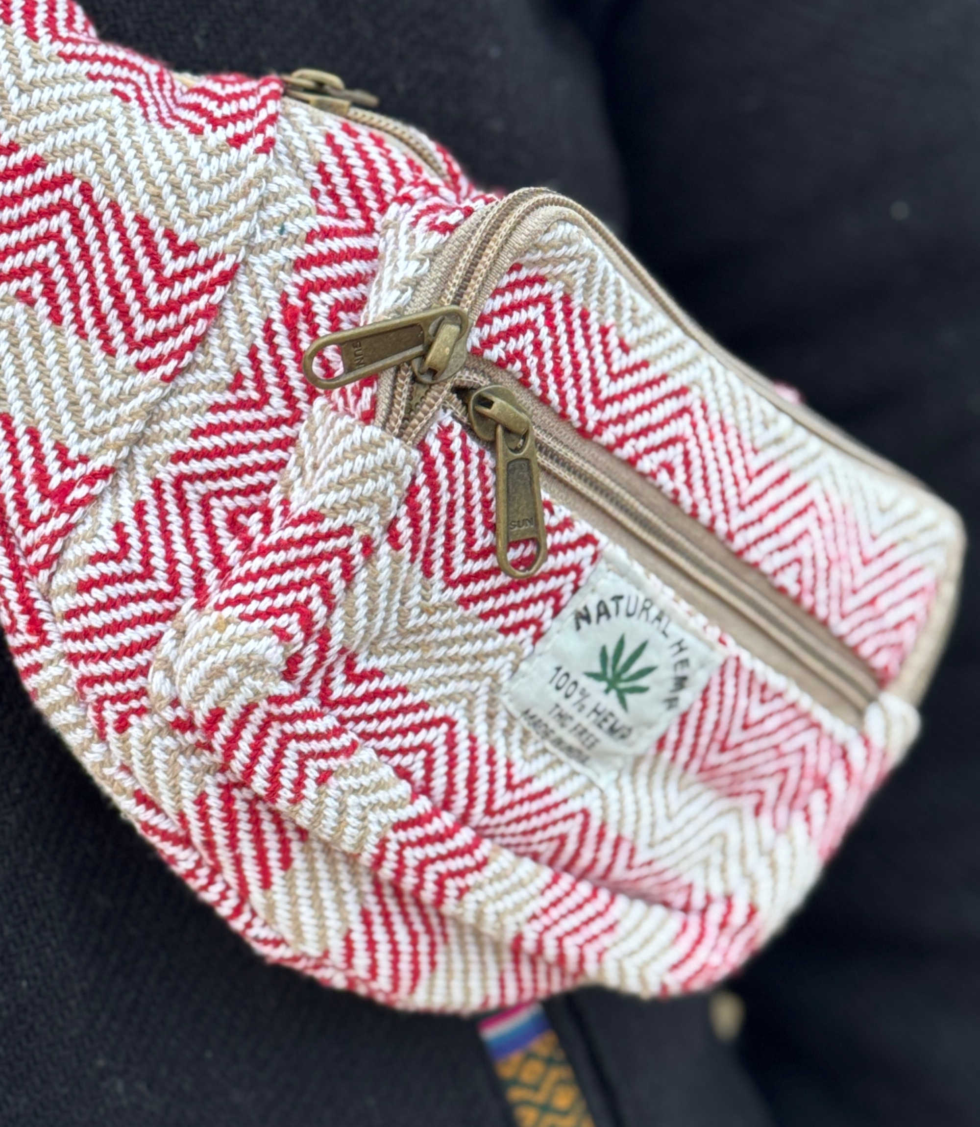 Hemp Waist Bag - White Pink