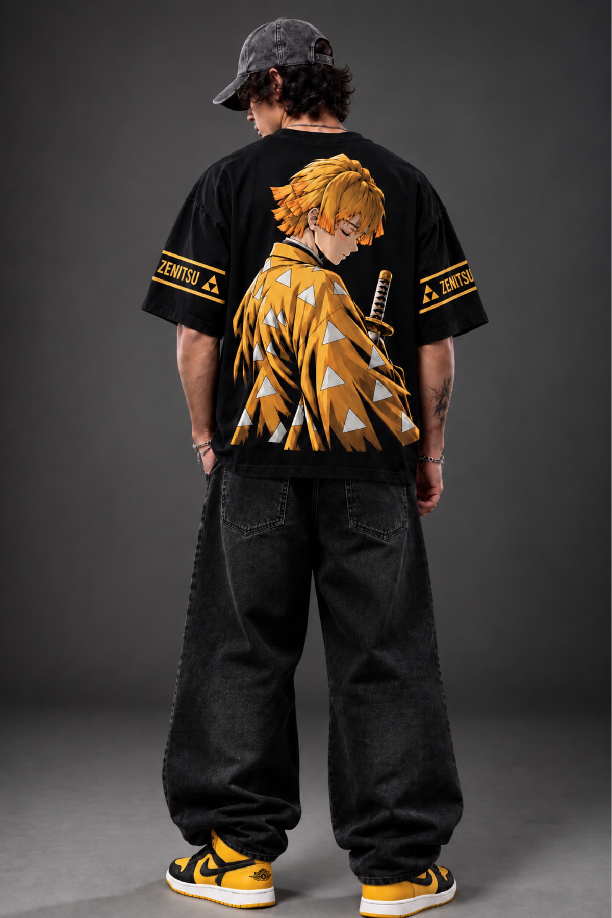 Zenitsu Thunderclap Oversized Tee – Black