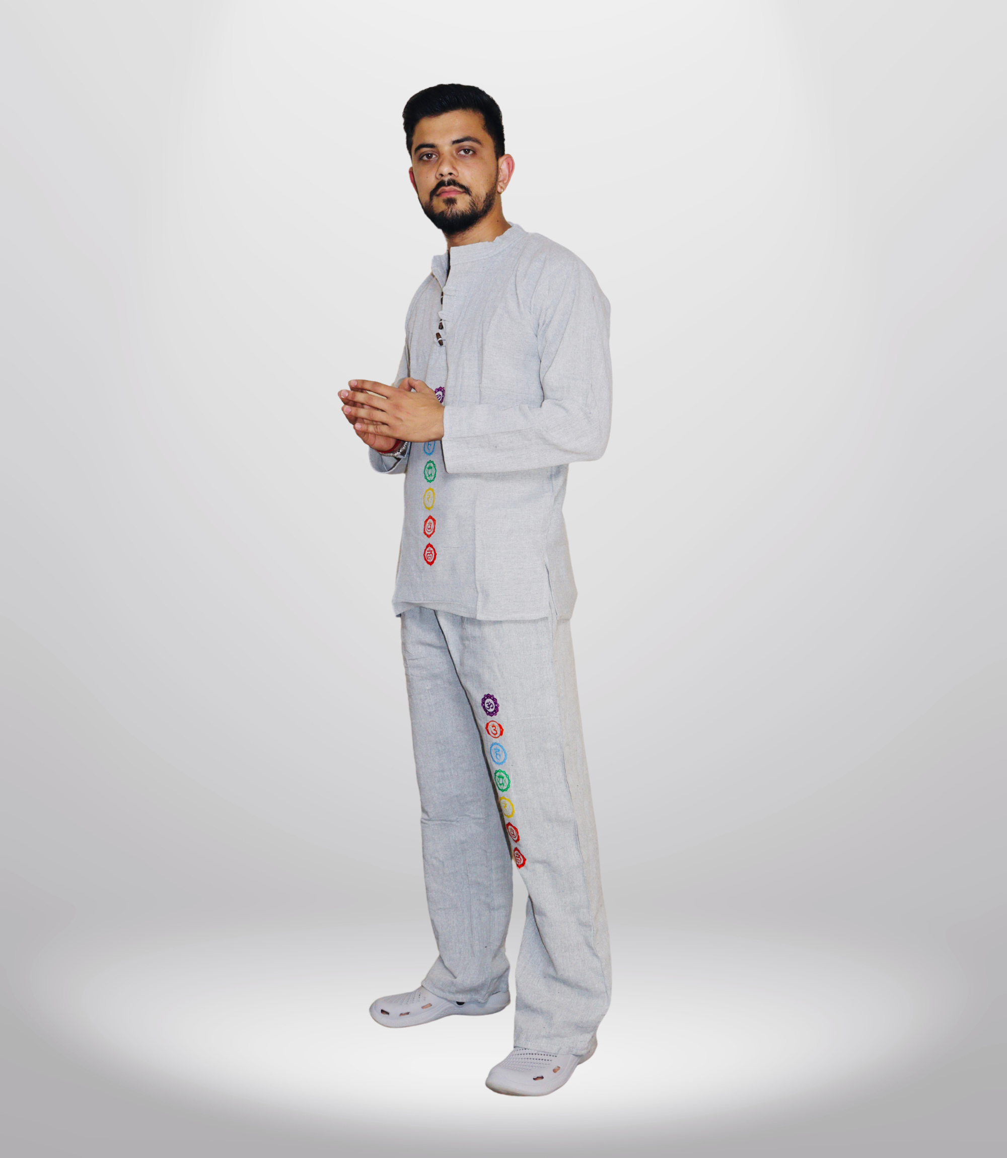 7 CHAKRA KURTA PAJAMA SET - GREY