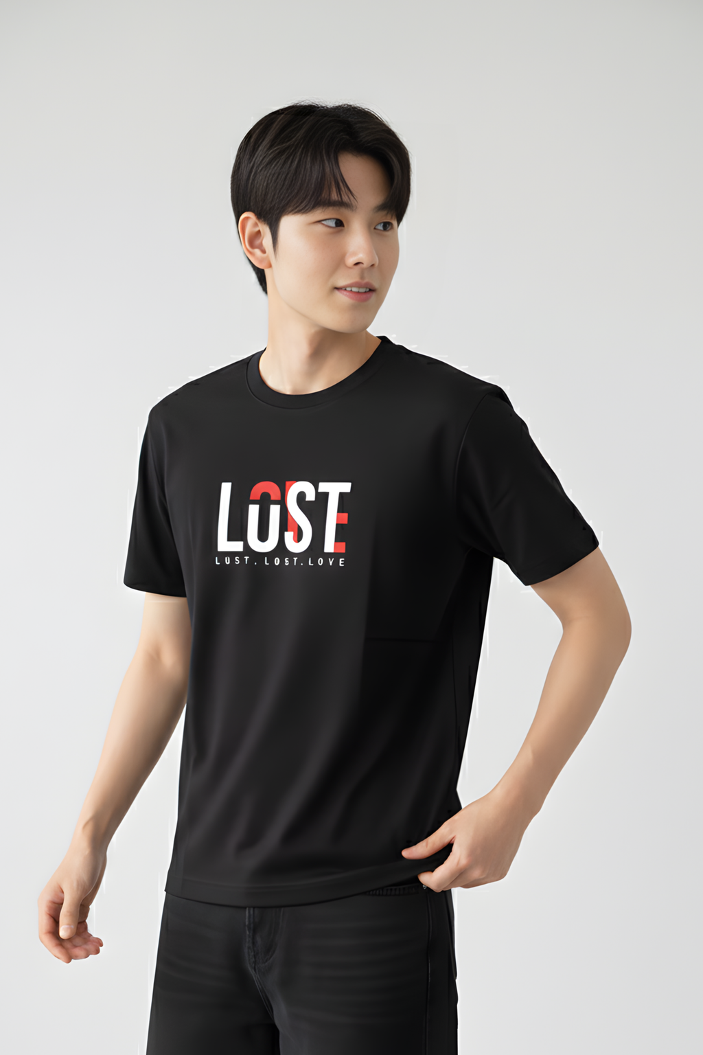 Lust Regular Fit Printed T-Shirt-Black