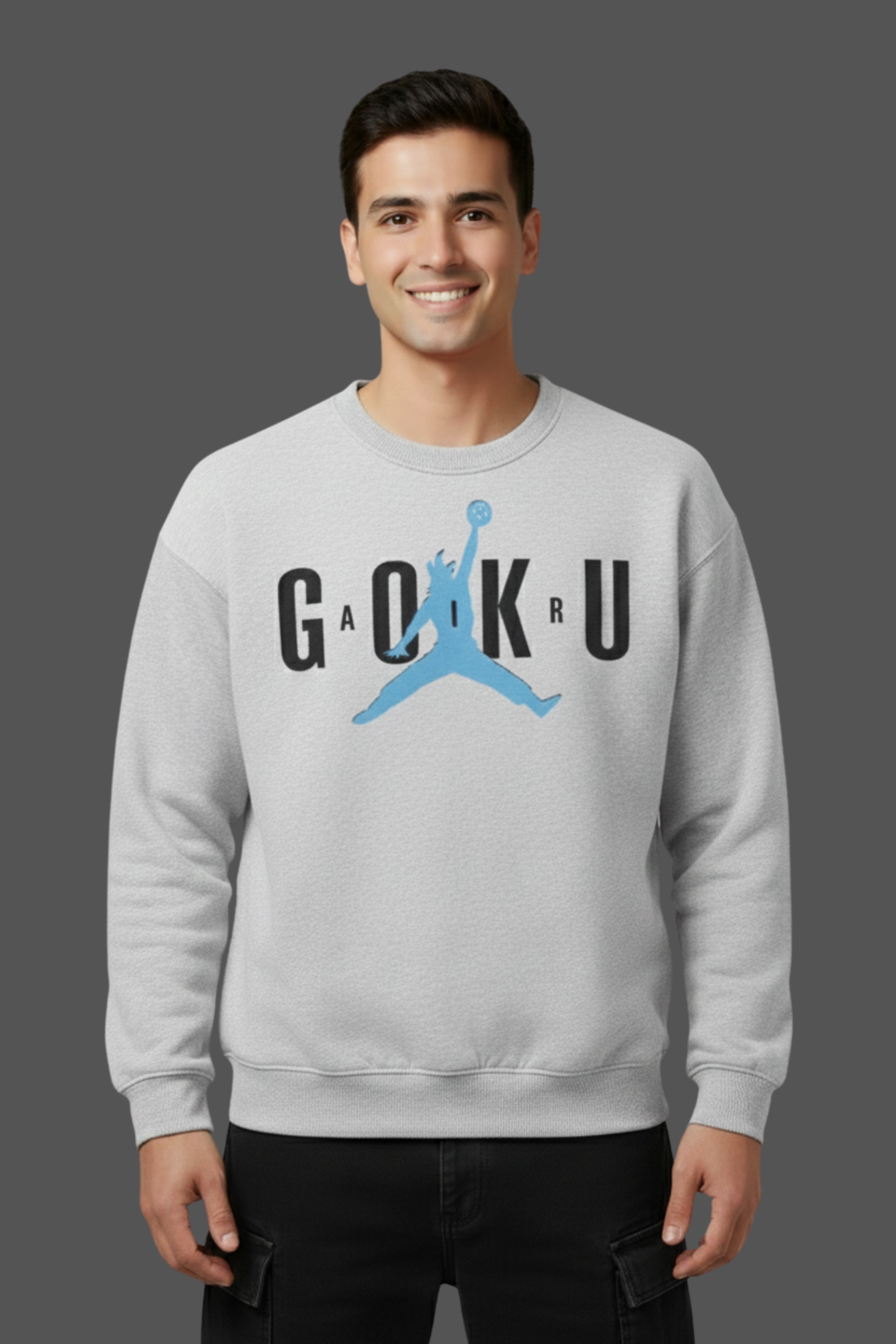 Goku Air Premium Cotton Fleece Sweatshirt - Grey