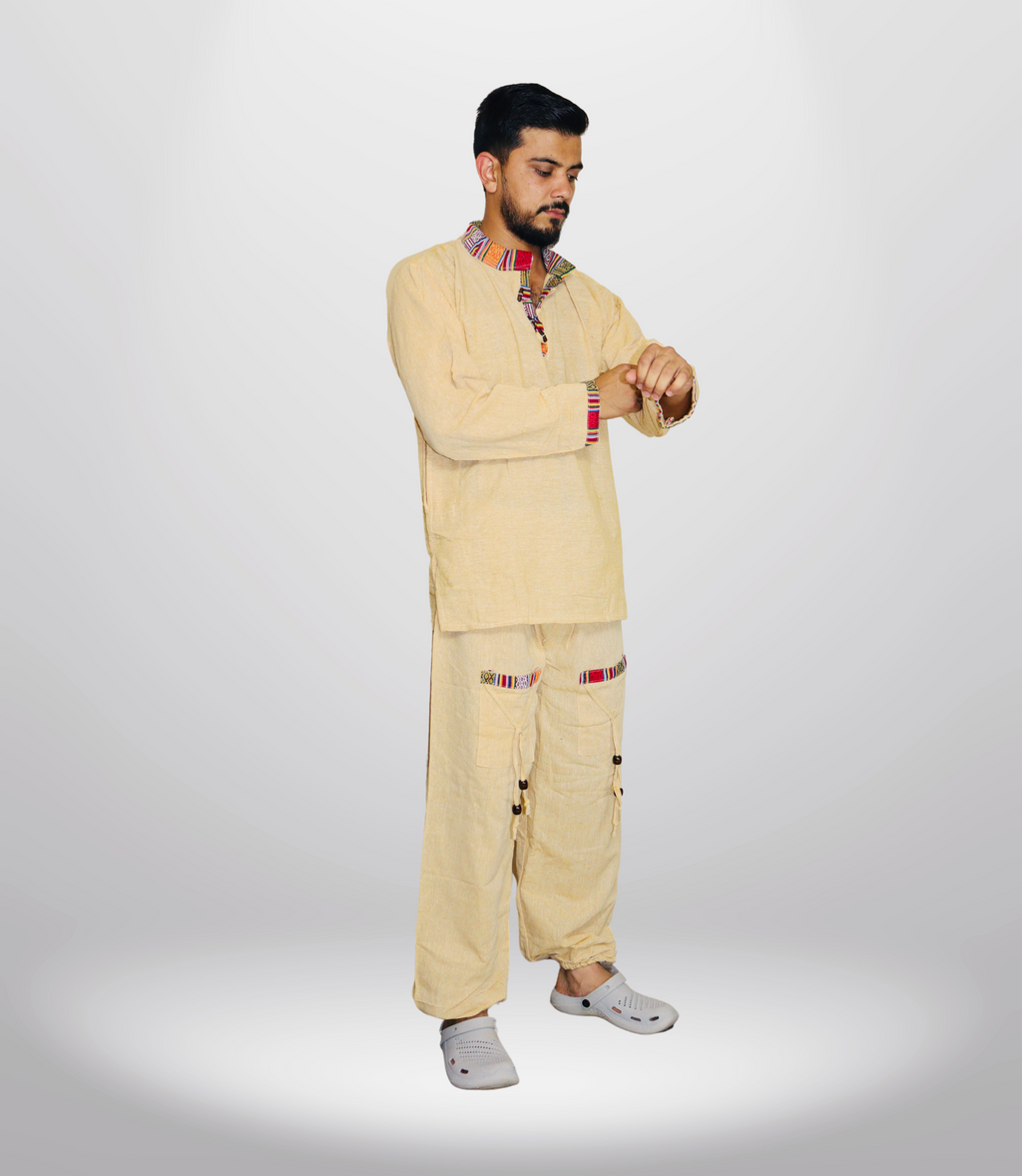 Cotton Kurta - Pajama - Yellow