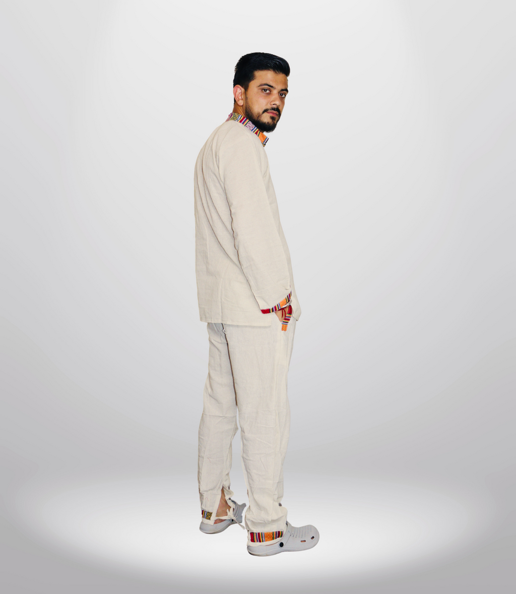 Himachali Cotton Kurta - Pajama - Beige