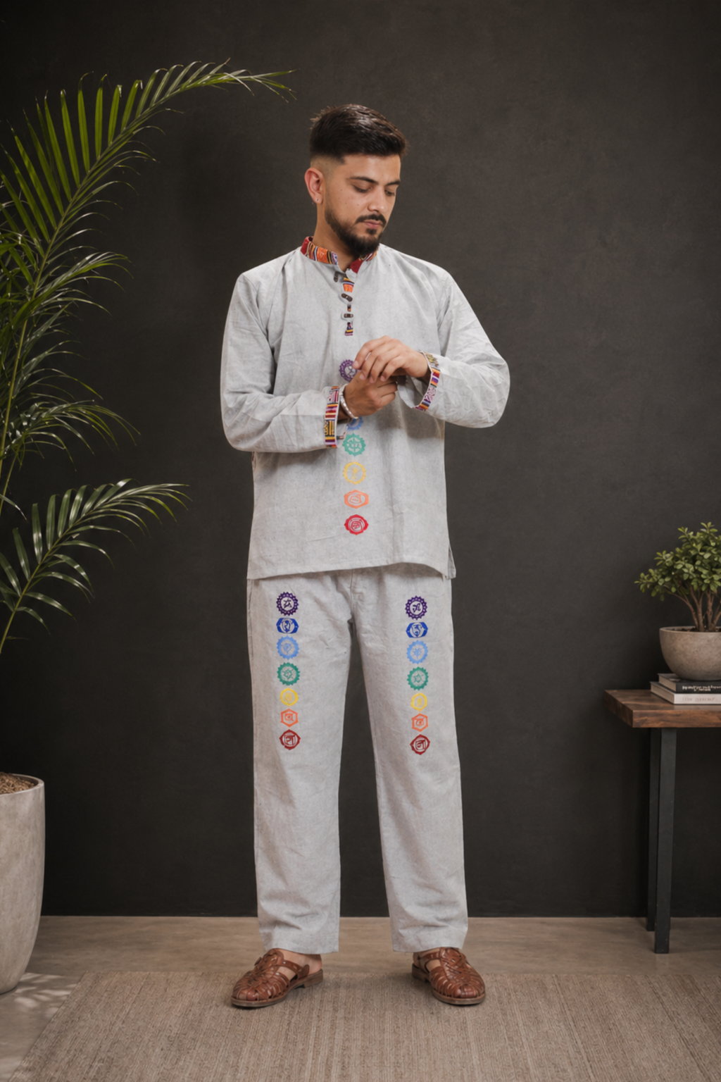 7 CHAKRAS Ethnic Kurta Pajama Set - GREY