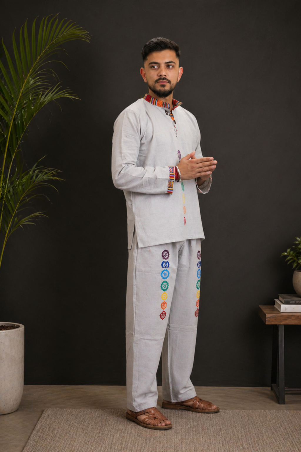 7 CHAKRAS Ethnic Kurta Pajama Set - GREY