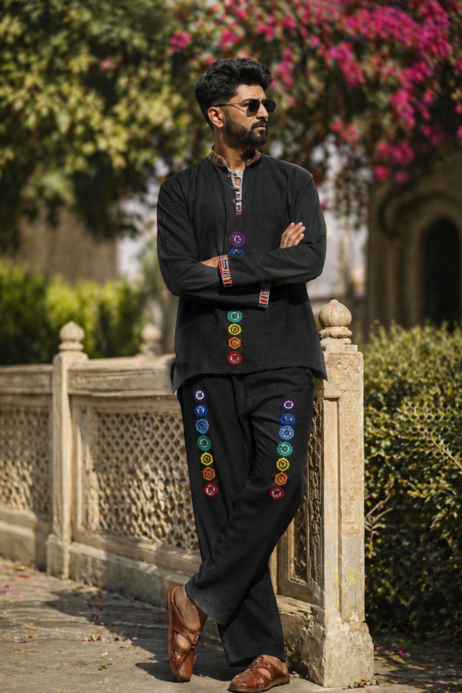 7 CHAKRAS Ethnic Kurta Pajama Set - BLACK