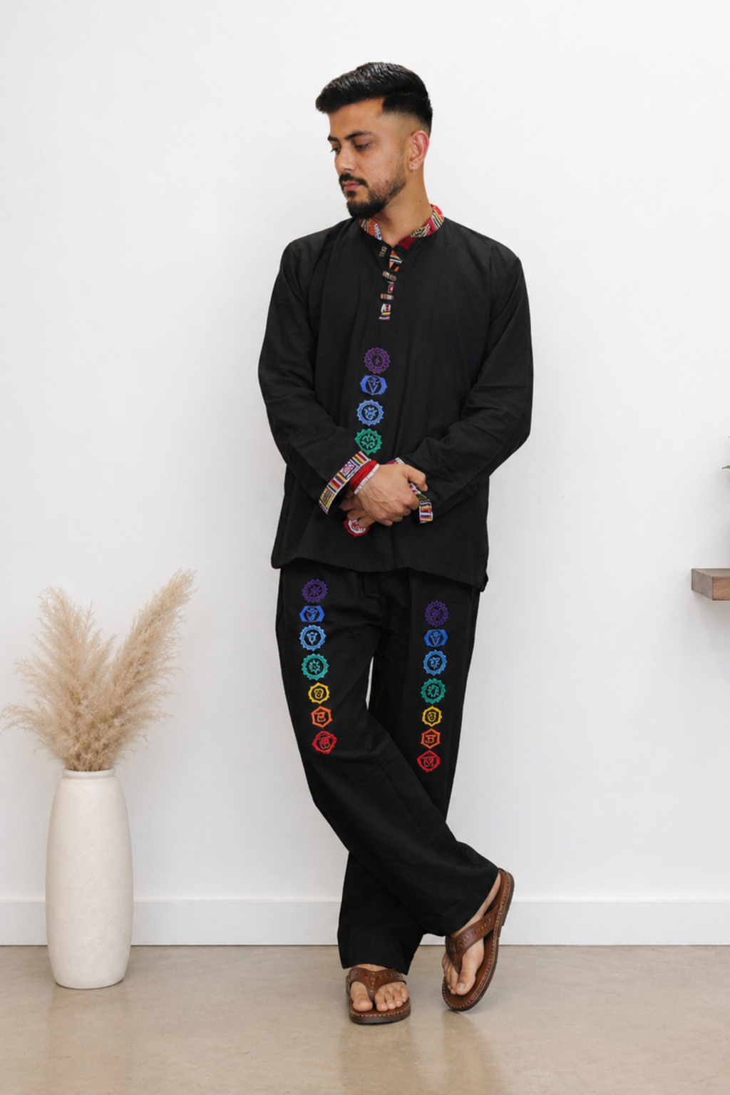 7 CHAKRAS Ethnic Kurta Pajama Set - BLACK