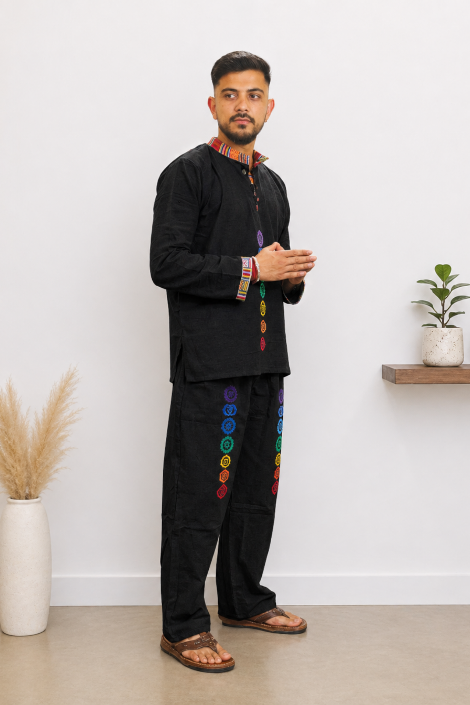 7 CHAKRAS Ethnic Kurta Pajama Set - BLACK