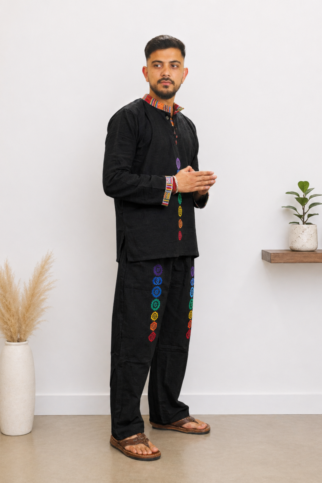 7 CHAKRAS Ethnic Kurta Pajama Set - BLACK