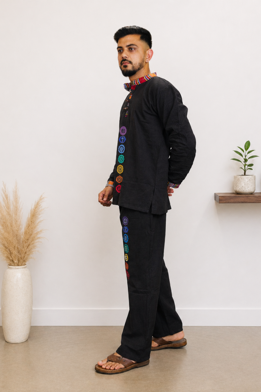7 CHAKRAS Ethnic Kurta Pajama Set - BLACK