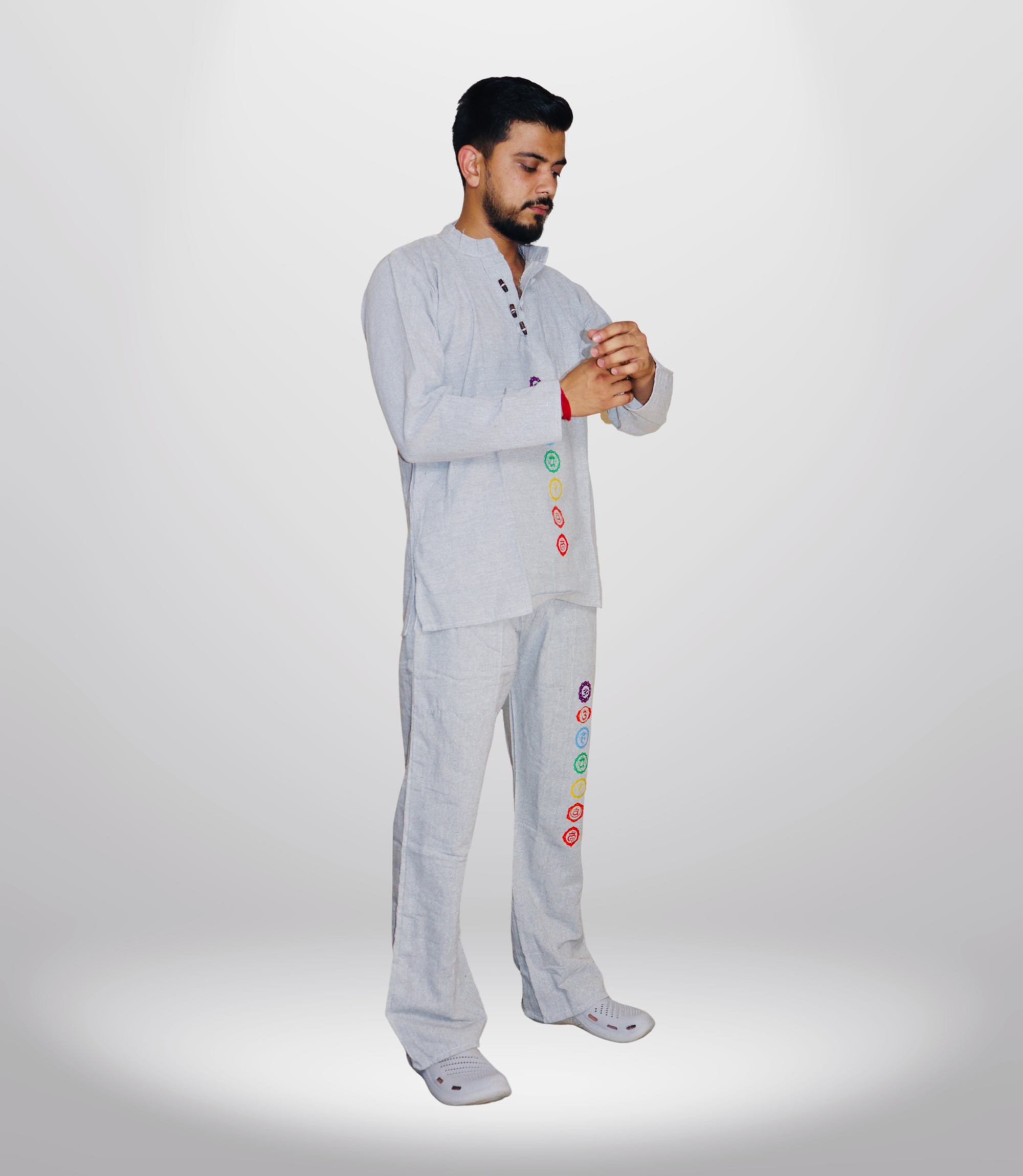 7 CHAKRA KURTA PAJAMA SET - GREY