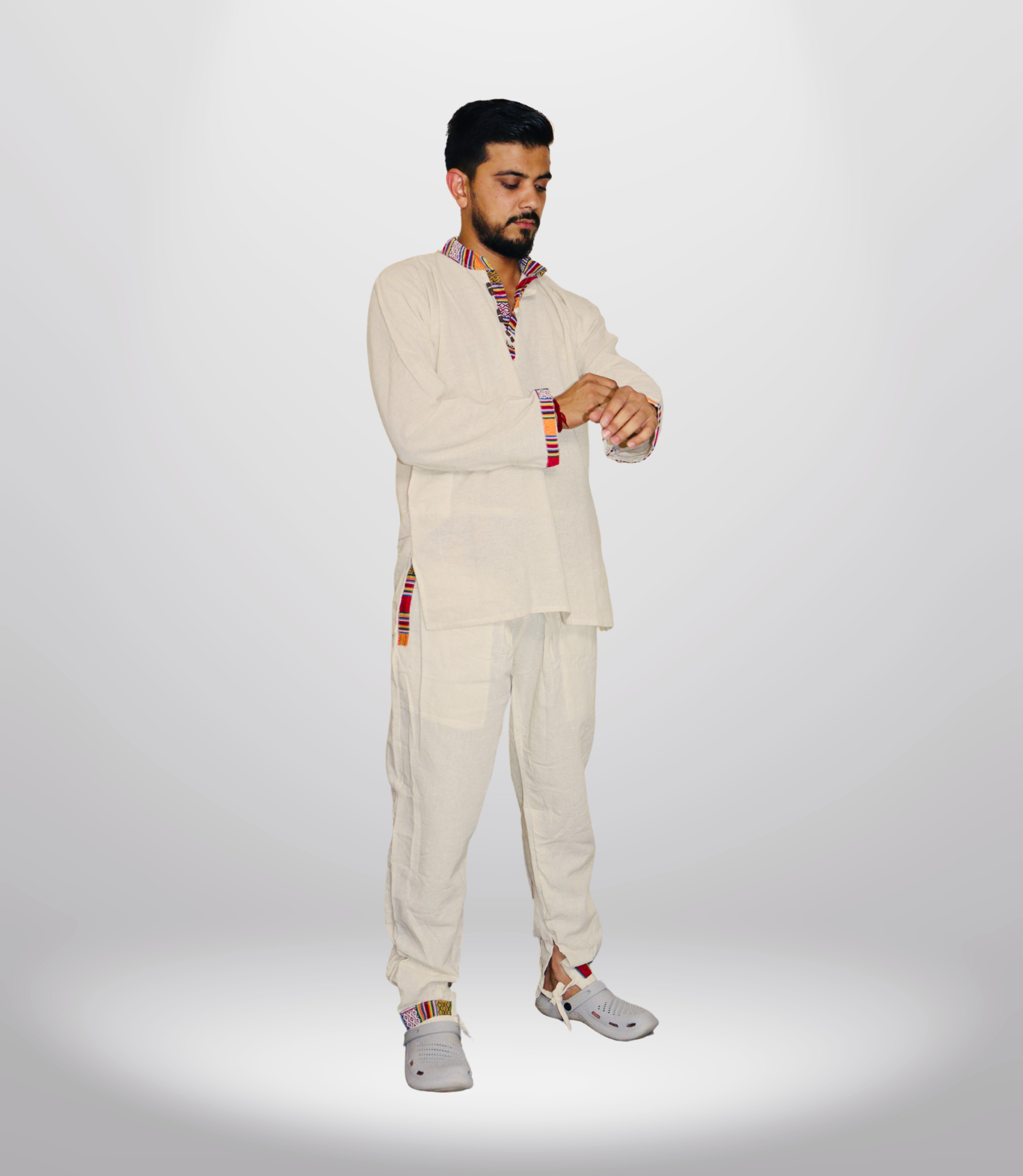 Himachali Cotton Kurta - Pajama - Beige