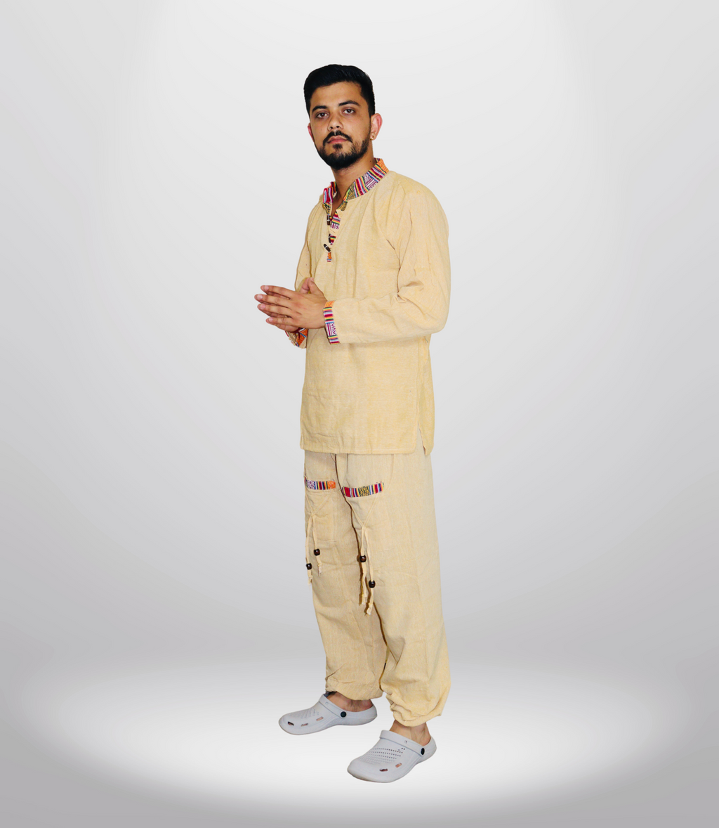 Cotton Kurta - Pajama - Yellow
