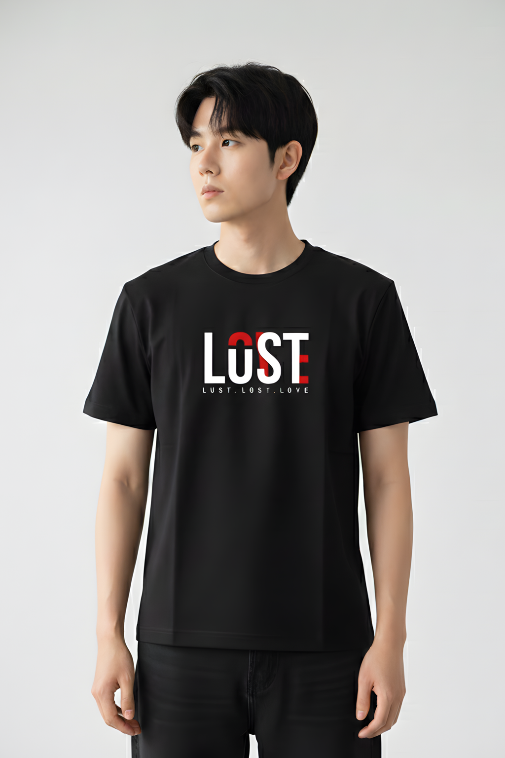 Lust Regular Fit Printed T-Shirt-Black