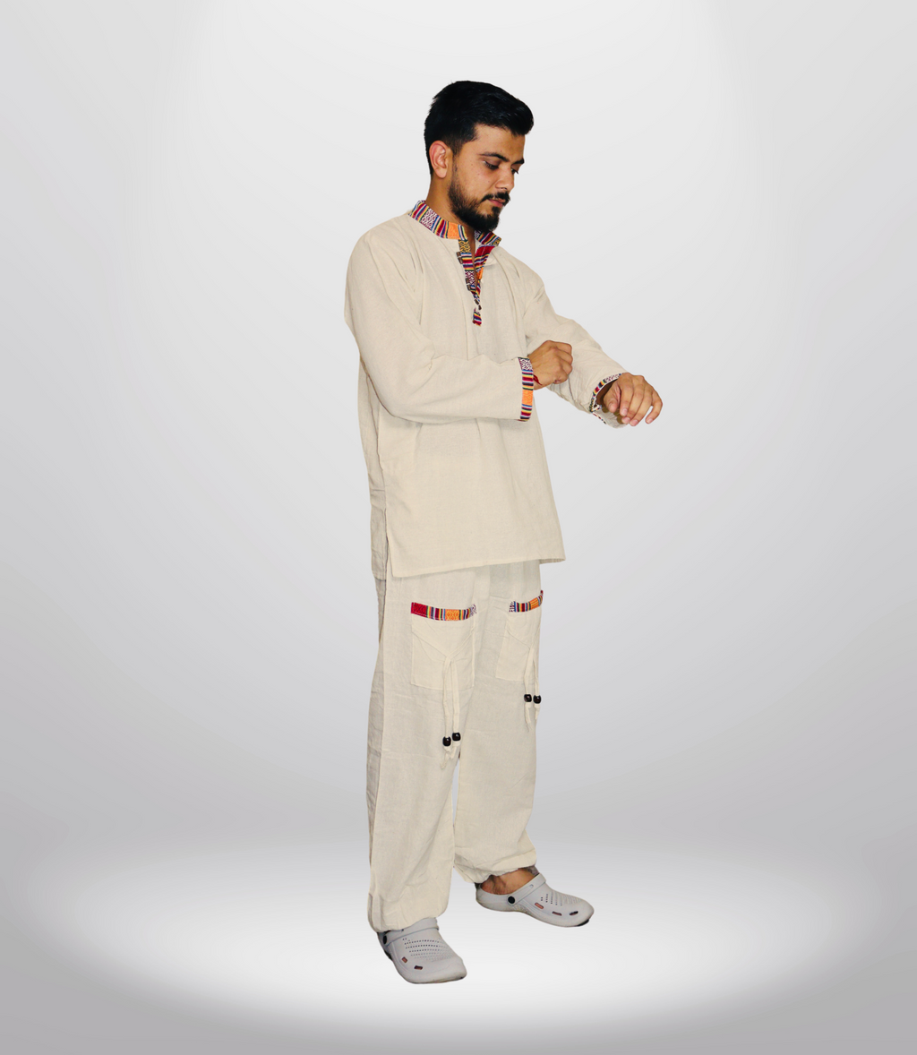 Cotton Kurta - Pajama - Beige