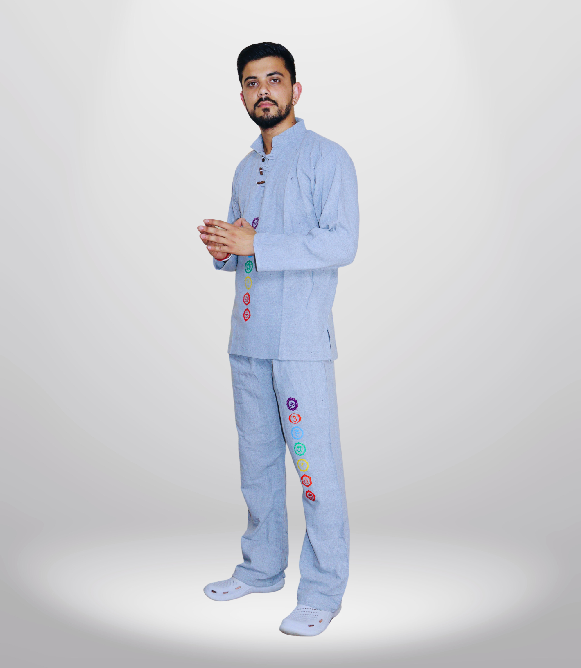 7 CHAKRA KURTA PAJAMA SET - DARK GREY