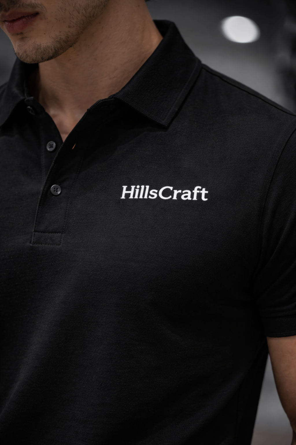 Hillscraft Regular Fit Lycra Polo T-Shirt - Black