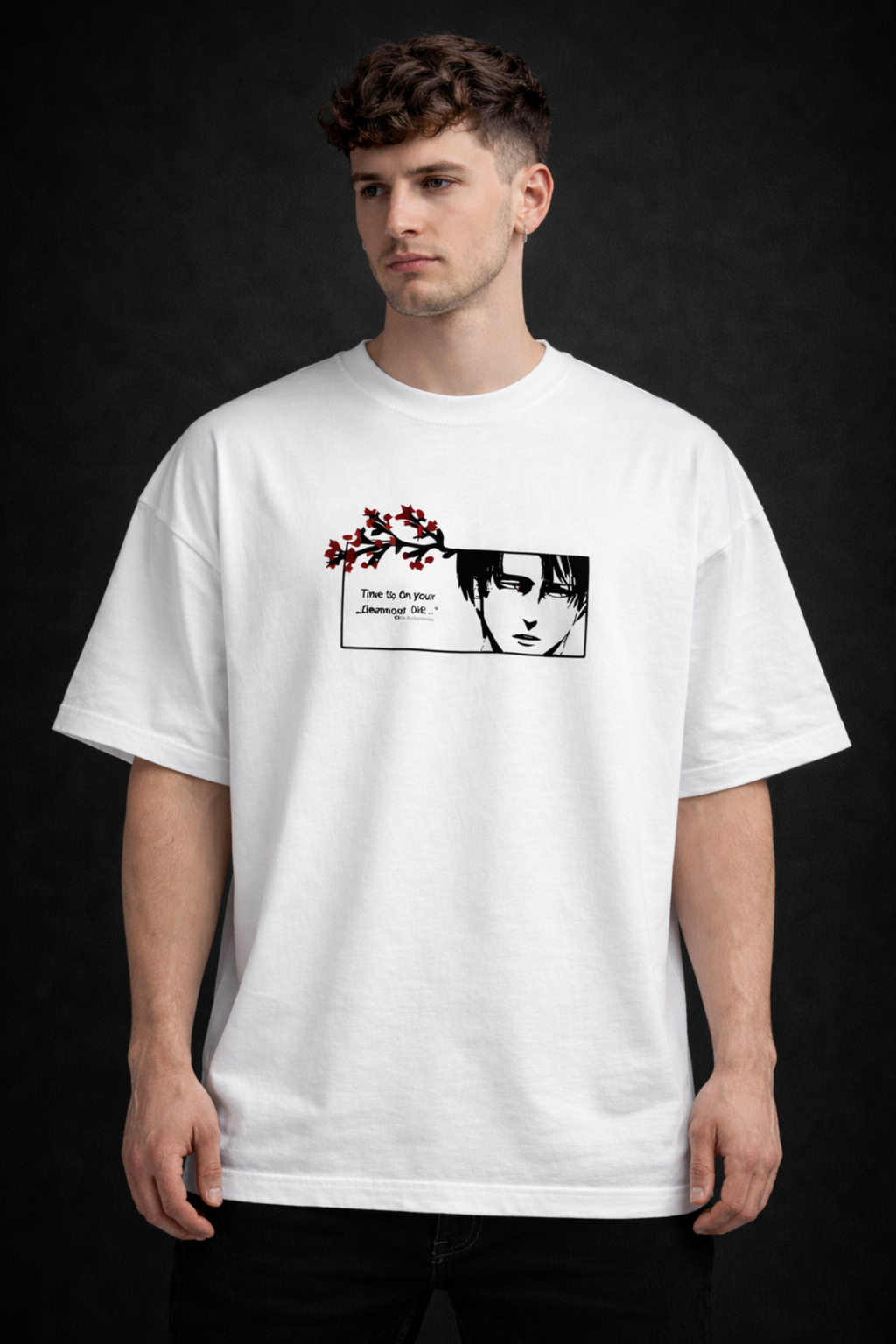 Levi Ackerman Oversized T-Shirt-White