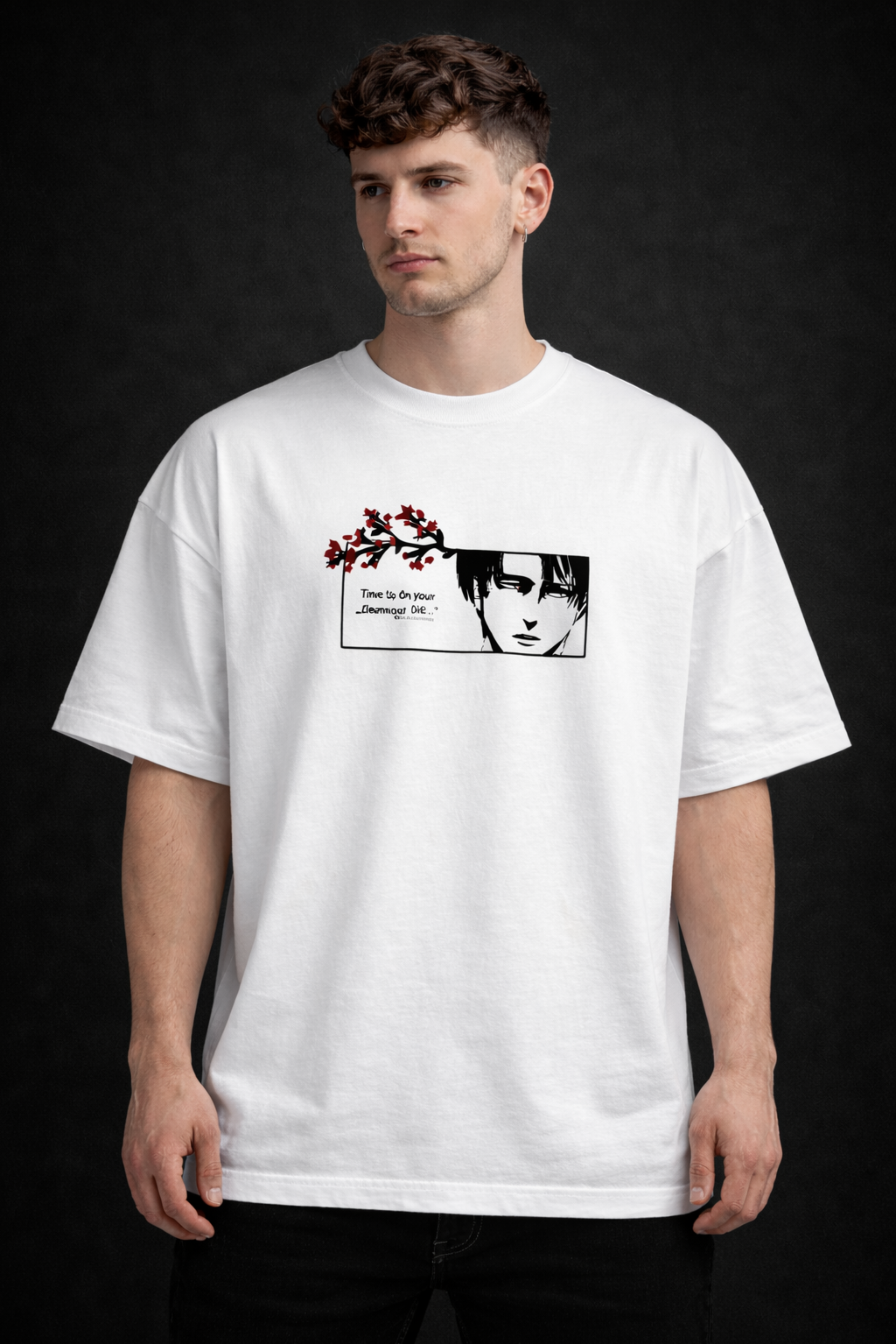 Levi Ackerman Oversized T-Shirt-White