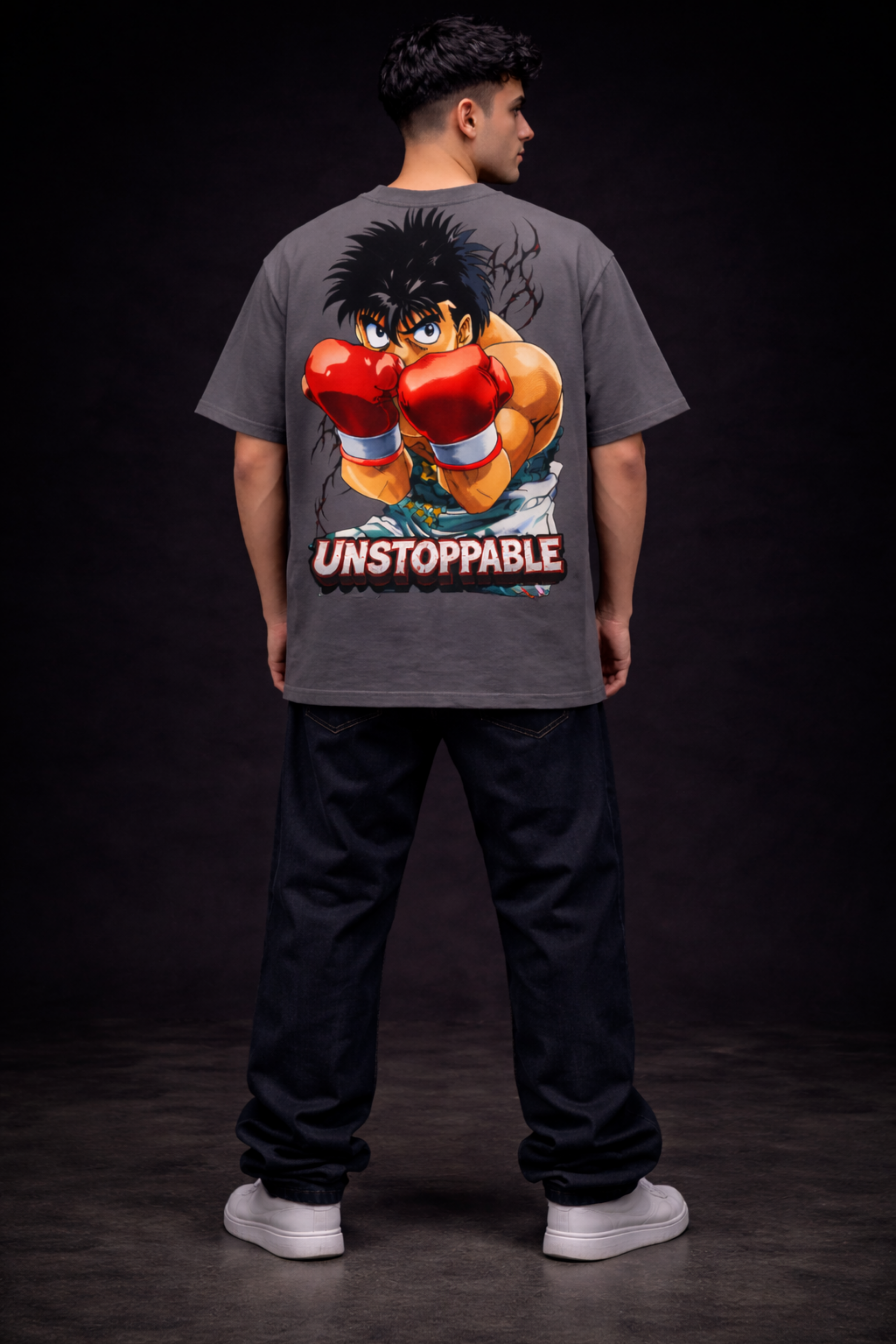 Shadow Punch Oversized Tee - Grey