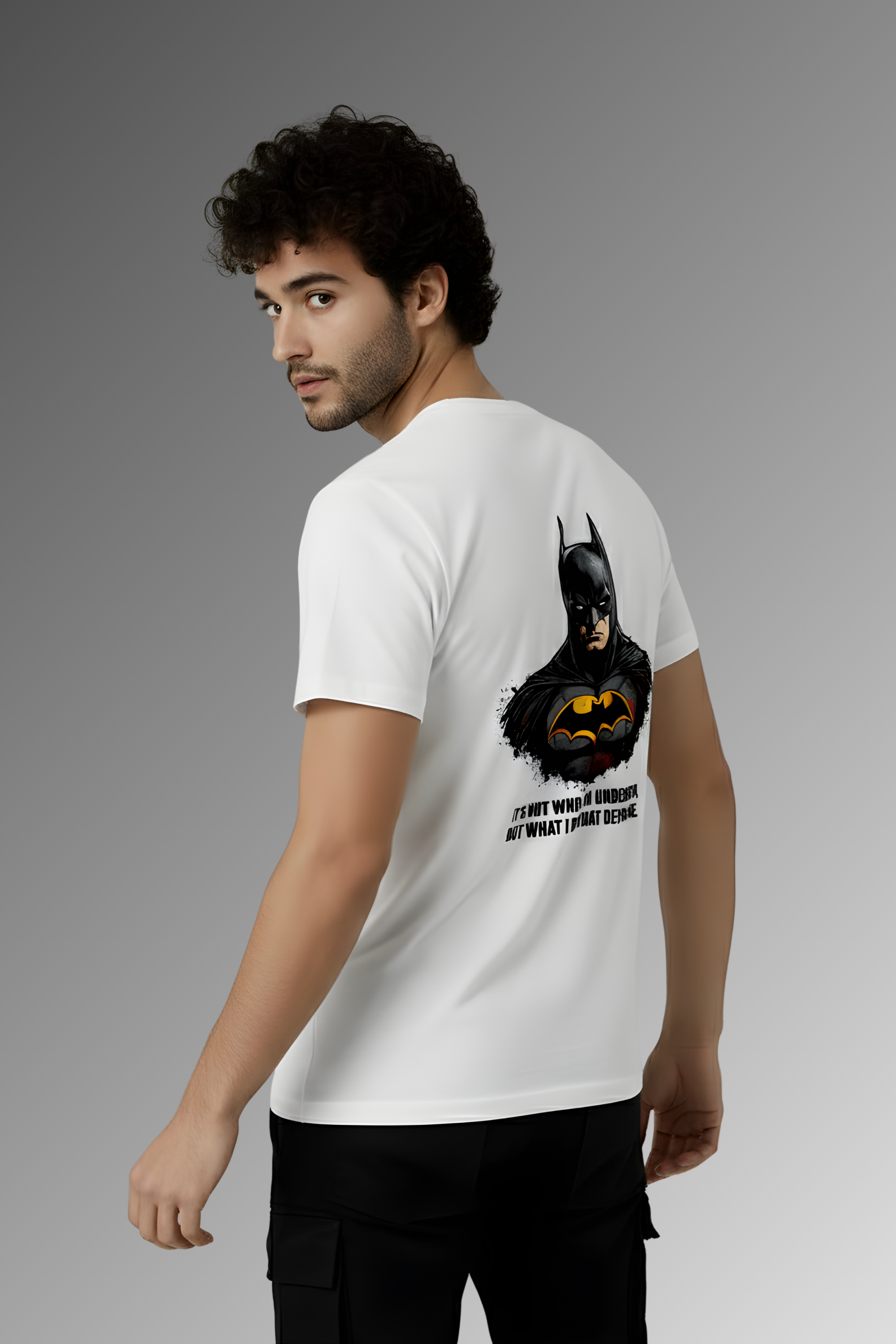 Batman Regular Fit Printed T-Shirt-White