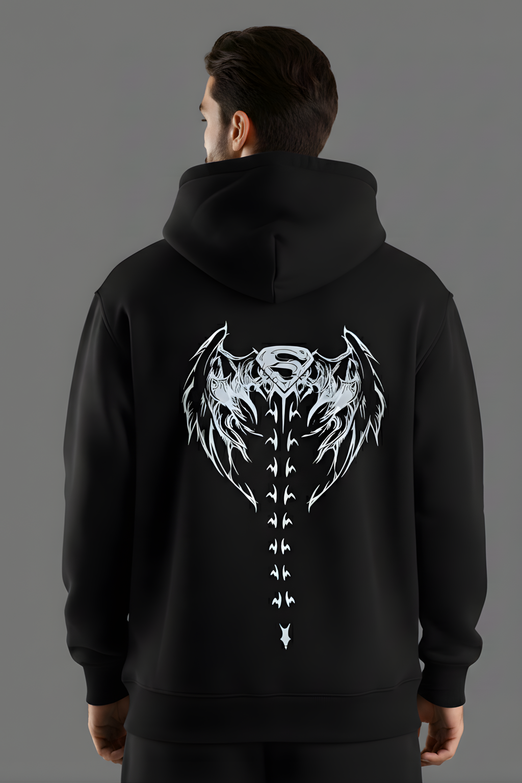 Shadow Wings Premium Oversized Hoodie  - Black