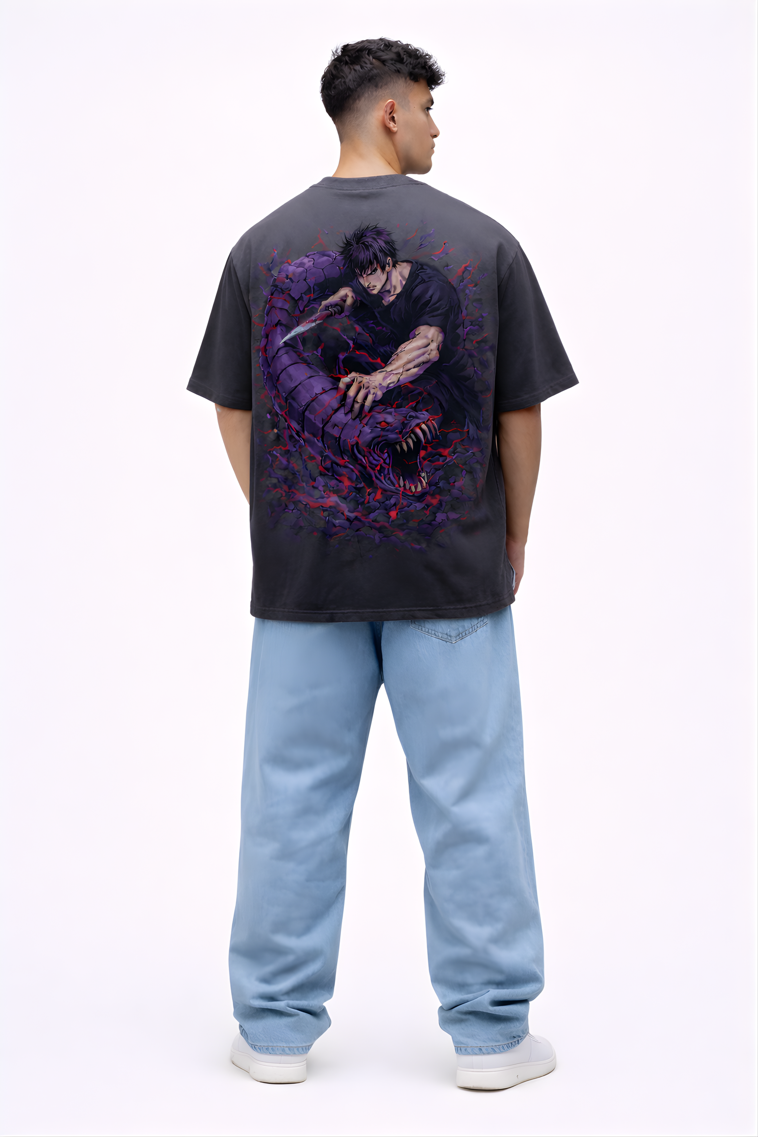 Serpent Warrior Oversized Tee - Grey