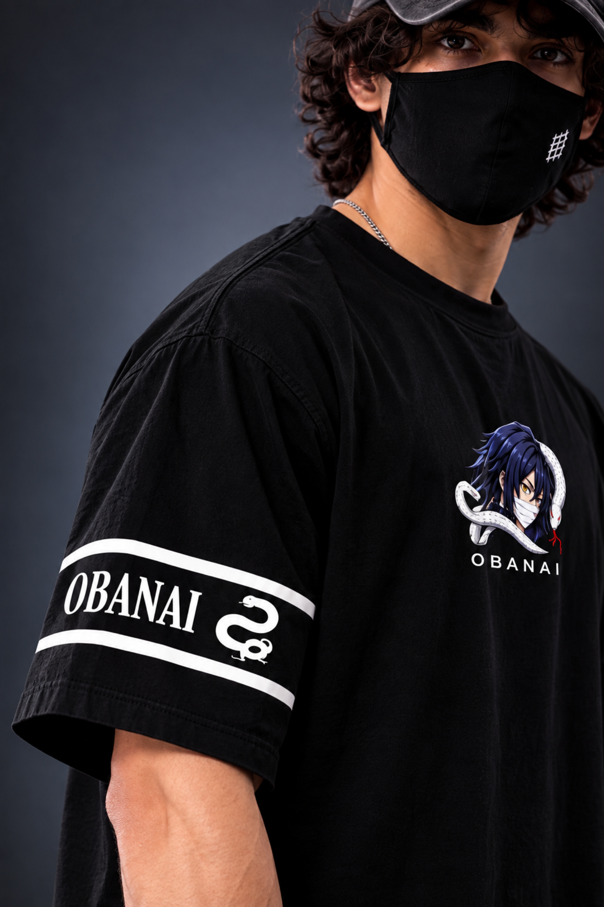 Obanai Serpent Oversized Tee – Black