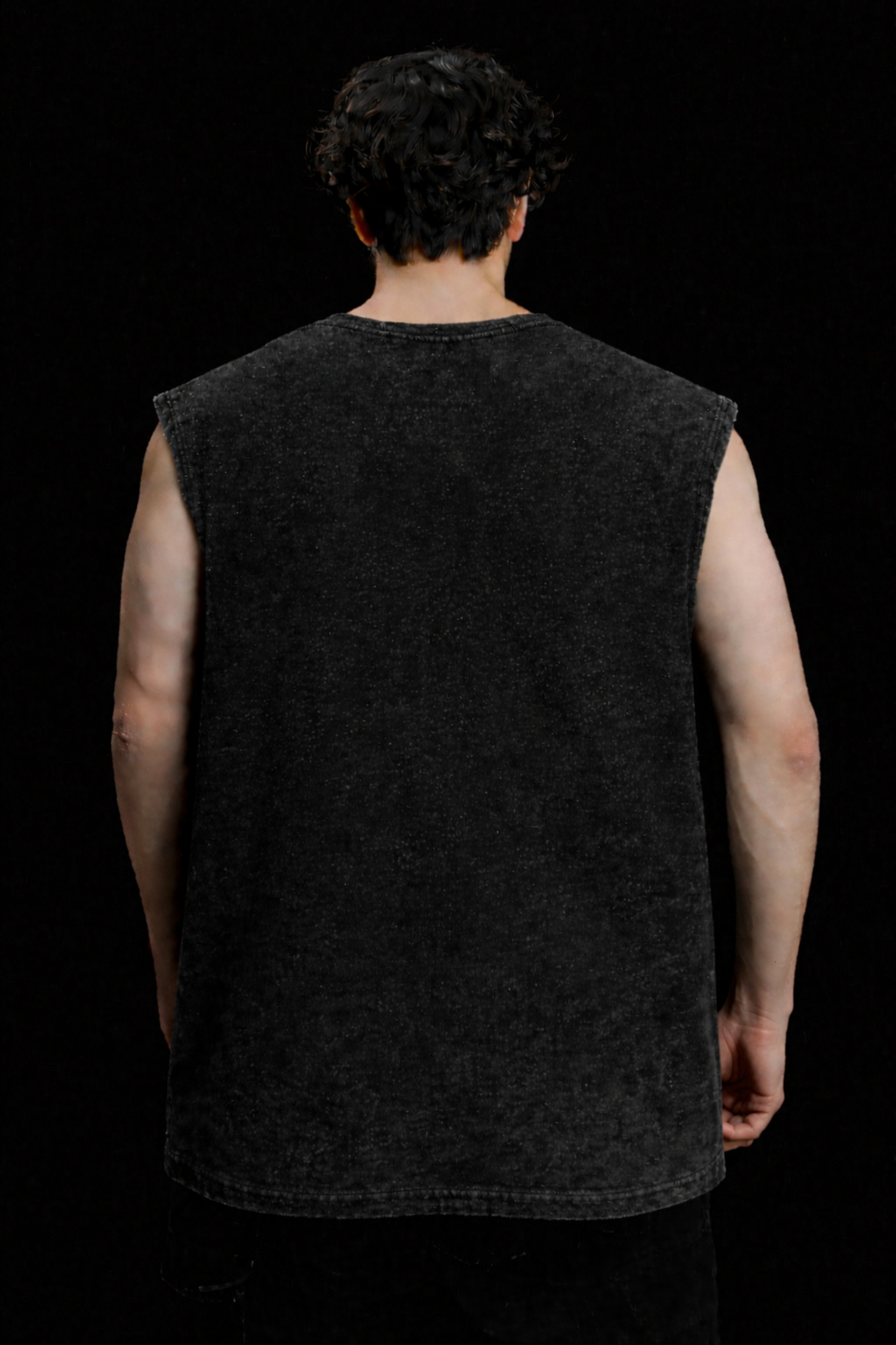 SHADOW REAPER Oversized Gym Vest - Acid Wash BLACK