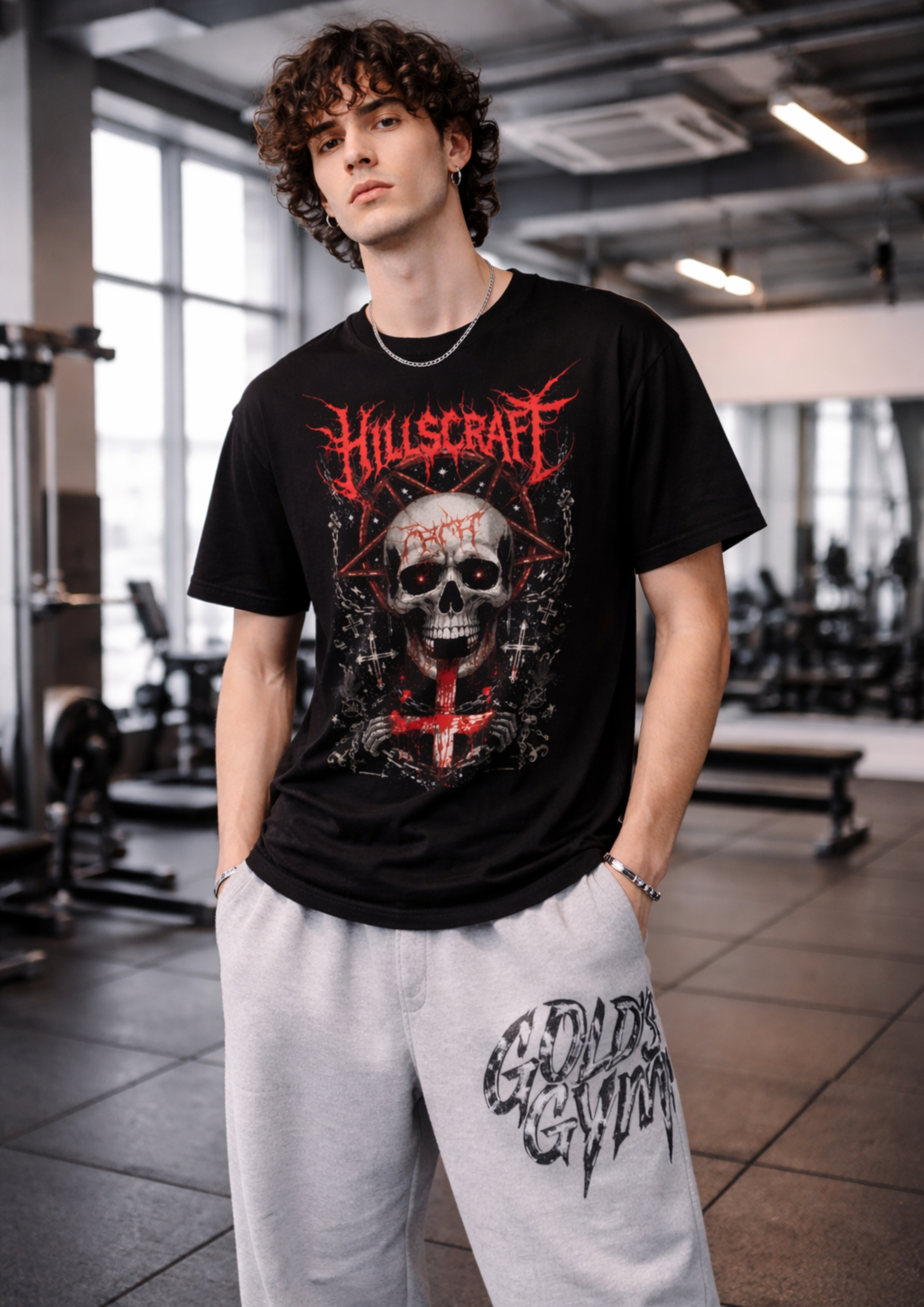 Hellcore Skull Regular Fit T-Shirt-BLACK