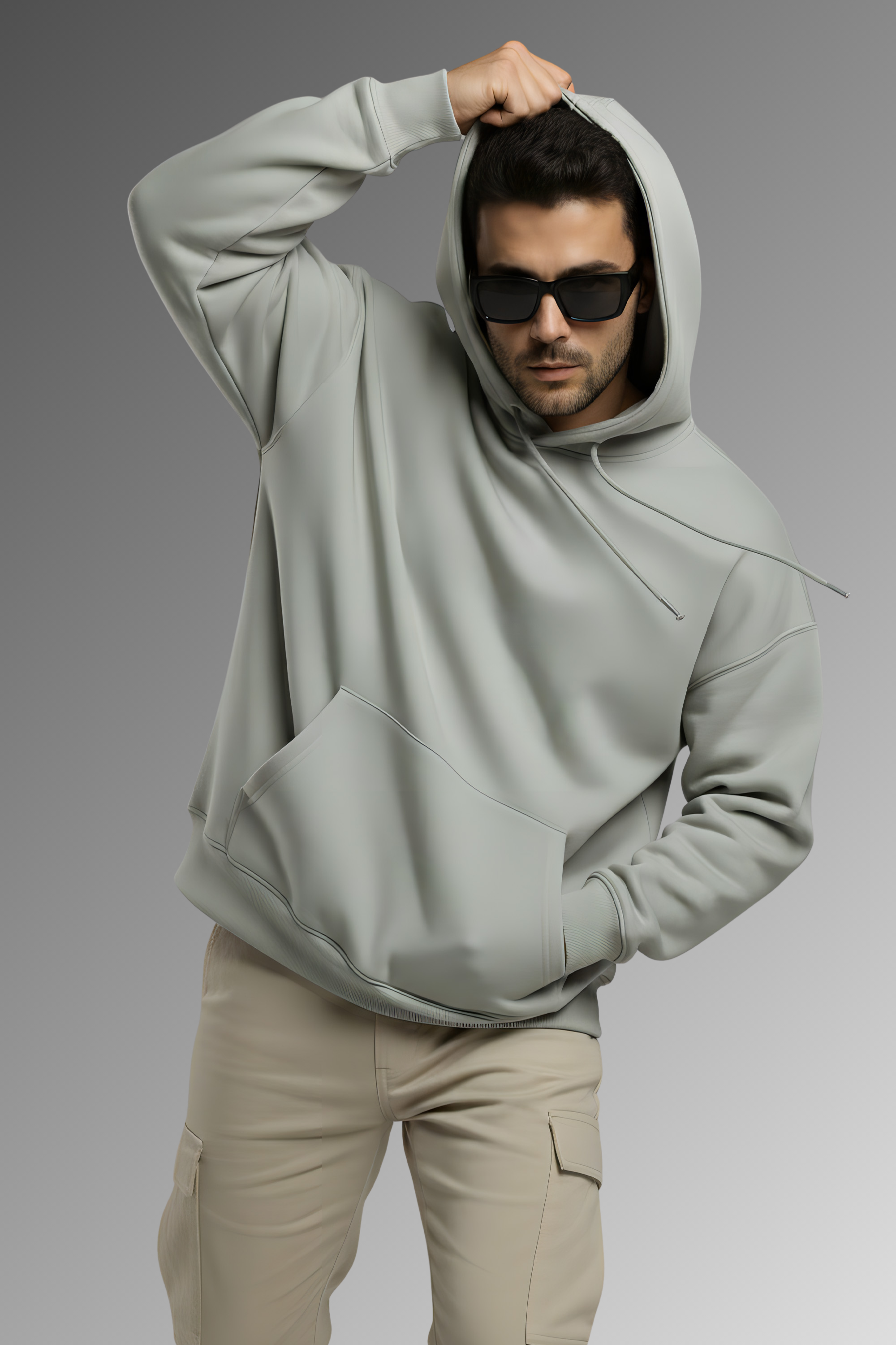 Never Give Up Premium Oversized Hoodie  - Grey