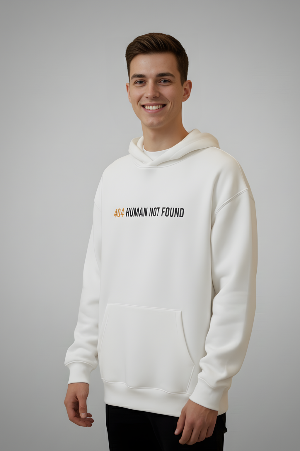 404 Error Premium Oversized Hoodie  - White