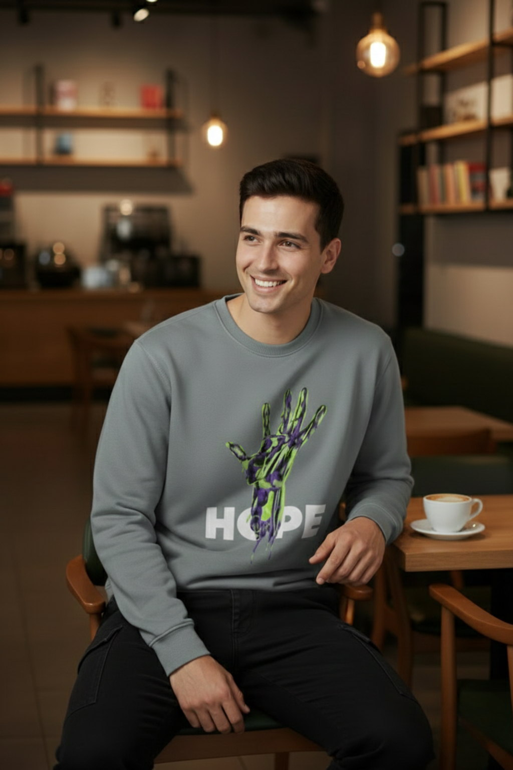 Hope Premium Cotton Fleece Sweatshirt - Dark Grey