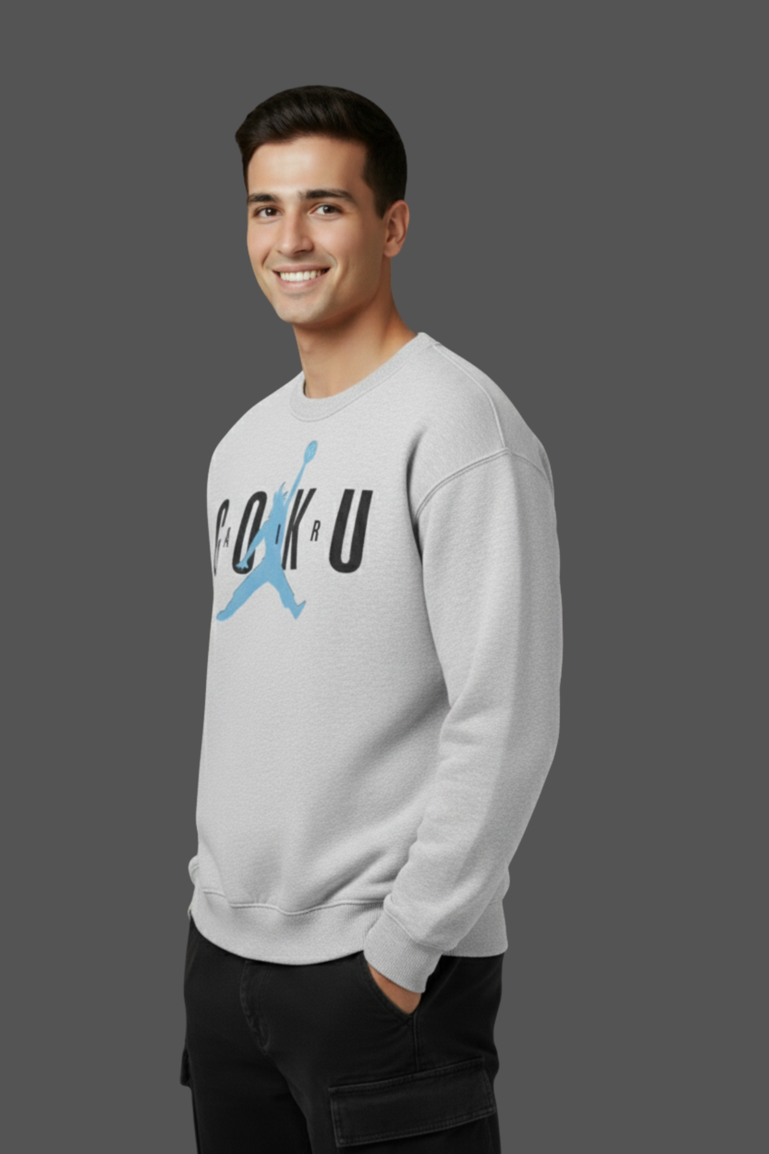 Goku Air Premium Cotton Fleece Sweatshirt - Grey