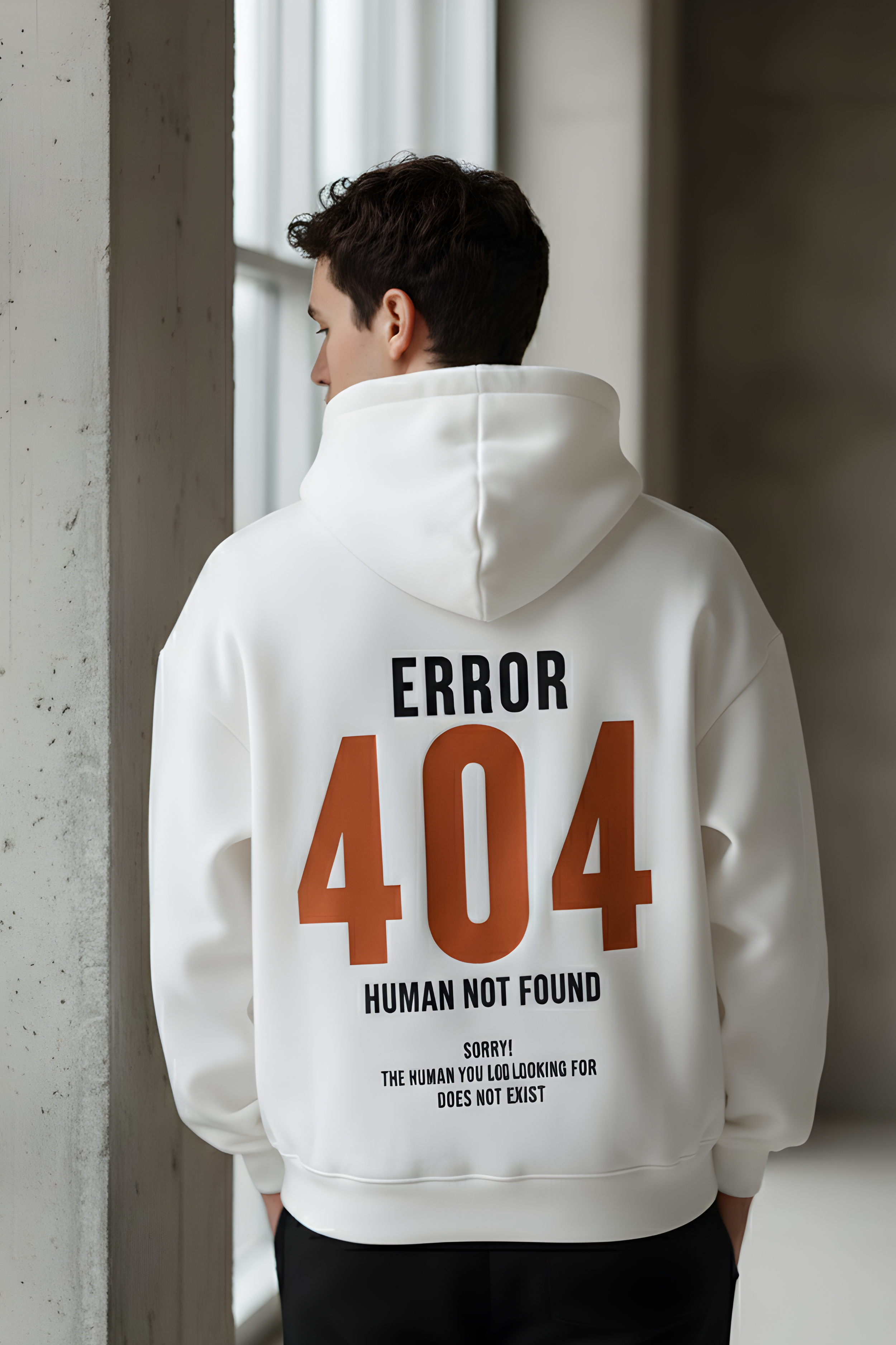 404 Error Premium Oversized Hoodie  - White