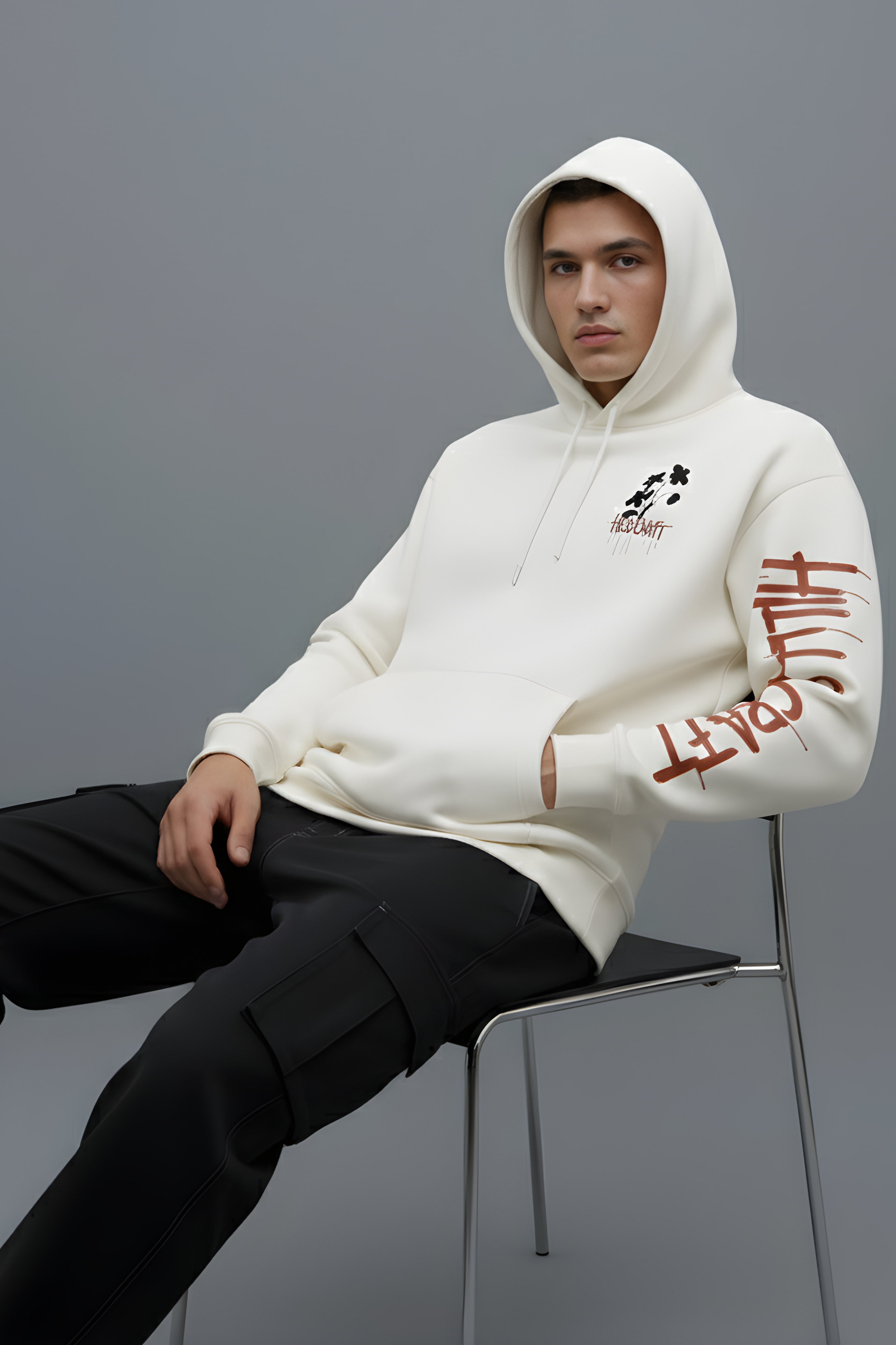 Midnight Bloom Premium Oversized Unisex Hoodie- WHITE