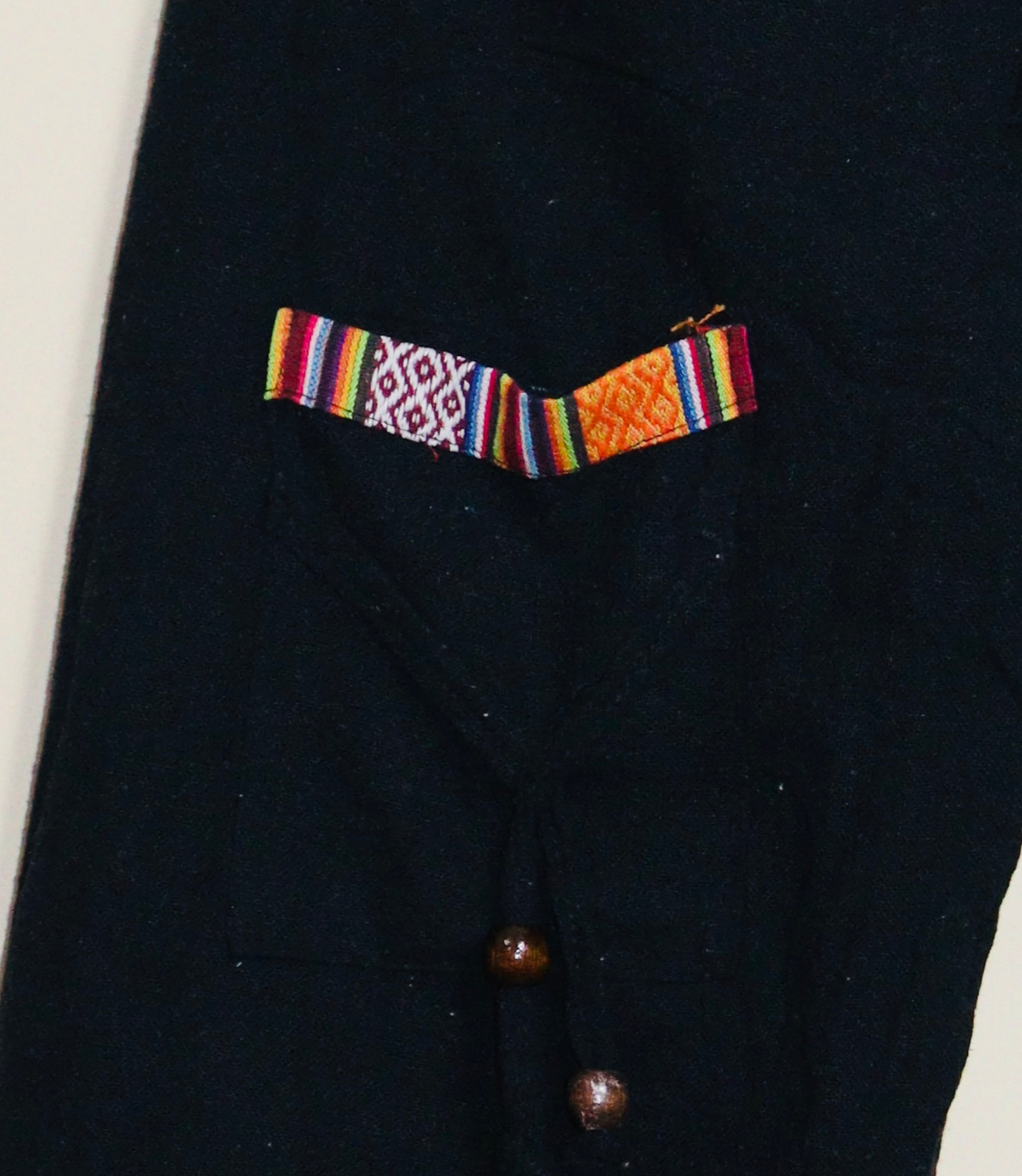 Ethnic Cotton Pajama - Black-Unisex