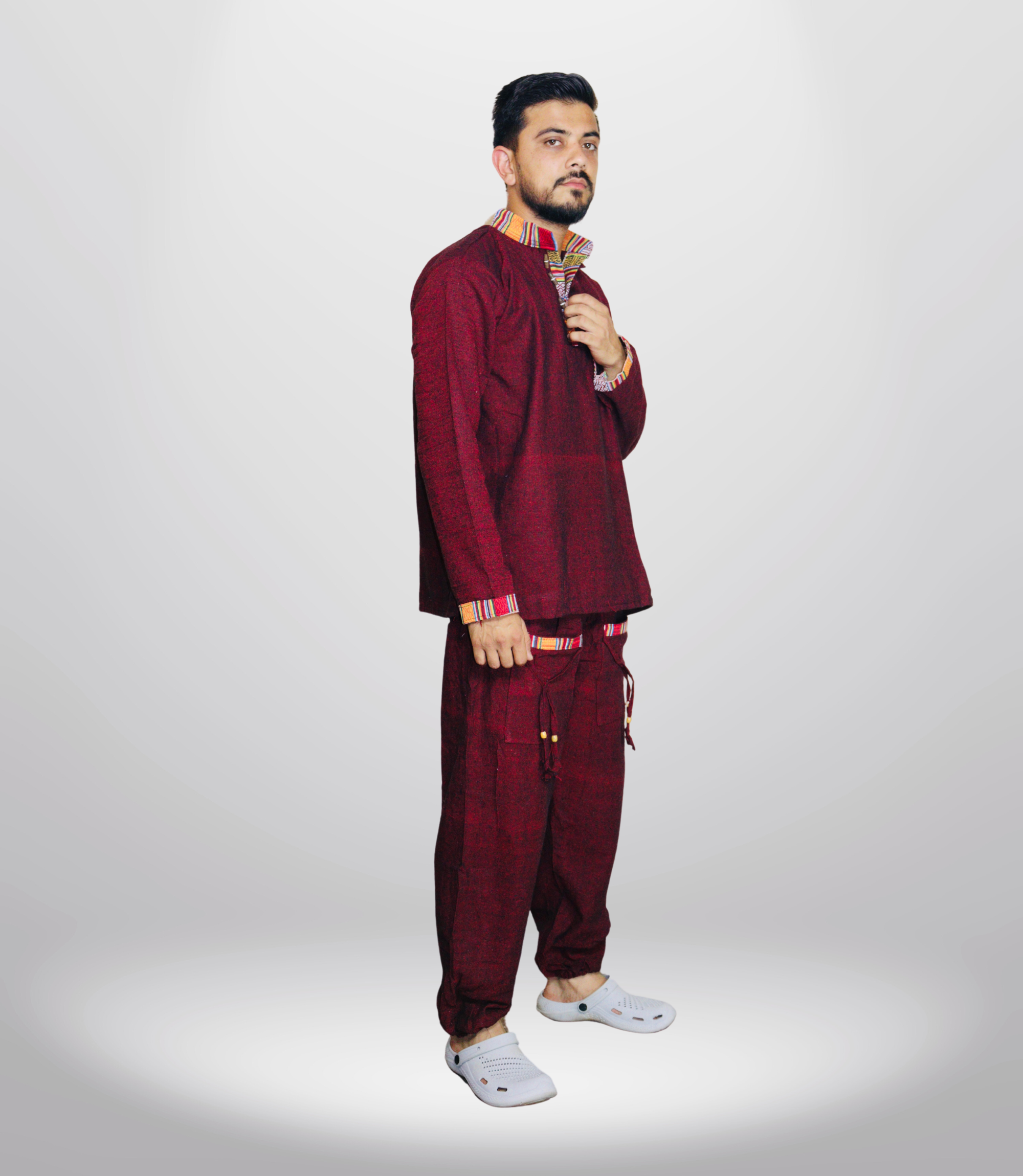 Summer Cotton Kurta - Pajama - Maroon