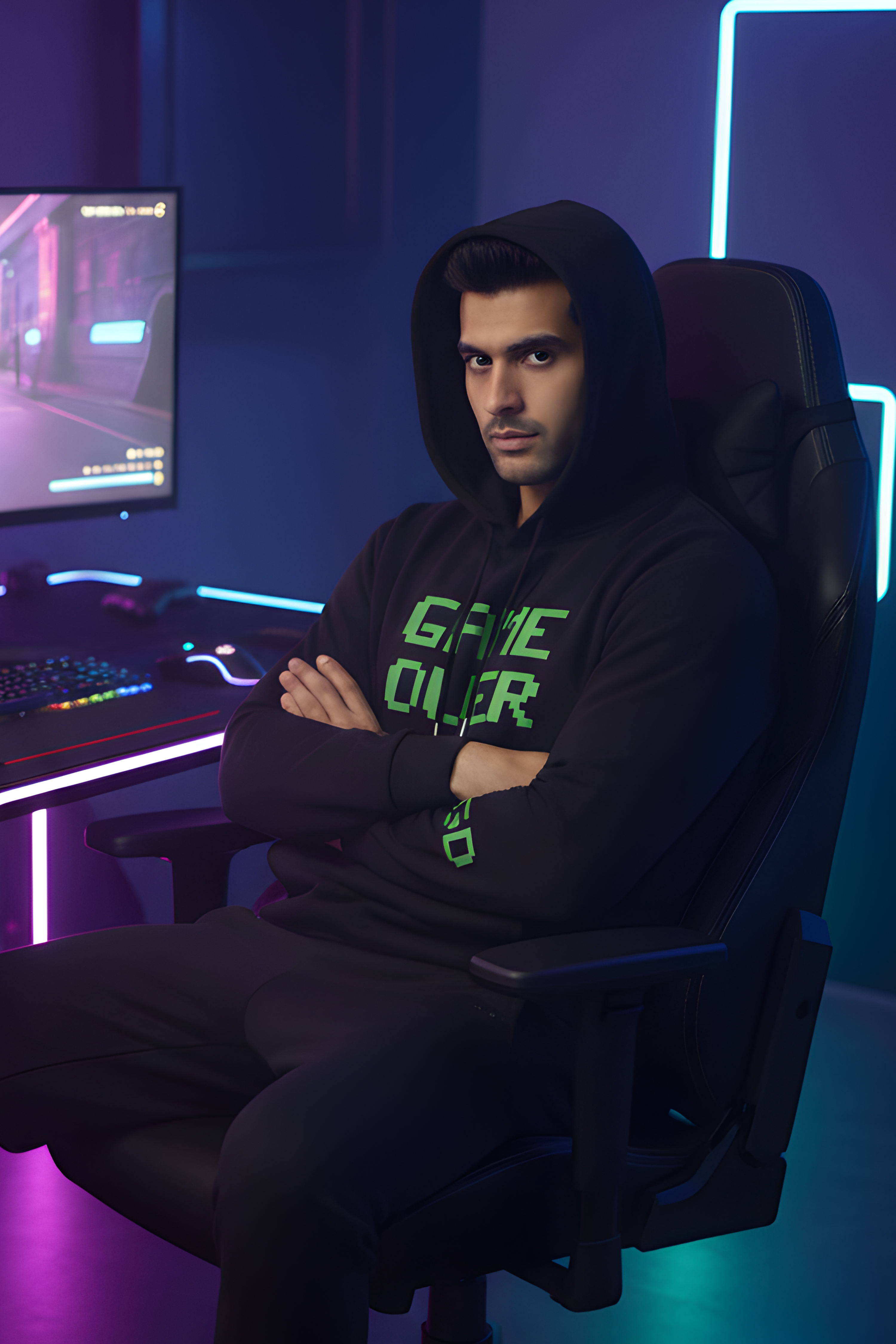 GAME OVER Unisex Regular Hoodie – BLACK