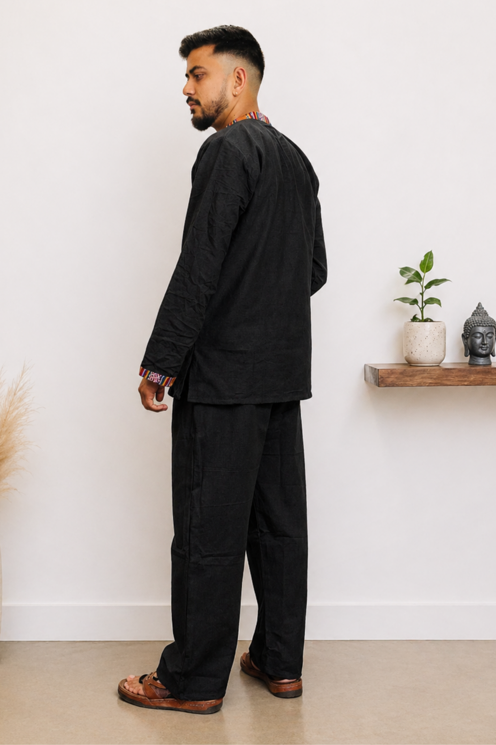 7 CHAKRAS Ethnic Kurta Pajama Set - BLACK